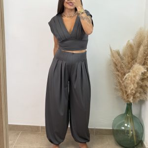Conjunto licra dos piezas puño - Gris
