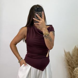 Camiseta detalle lágrima - Burdeos