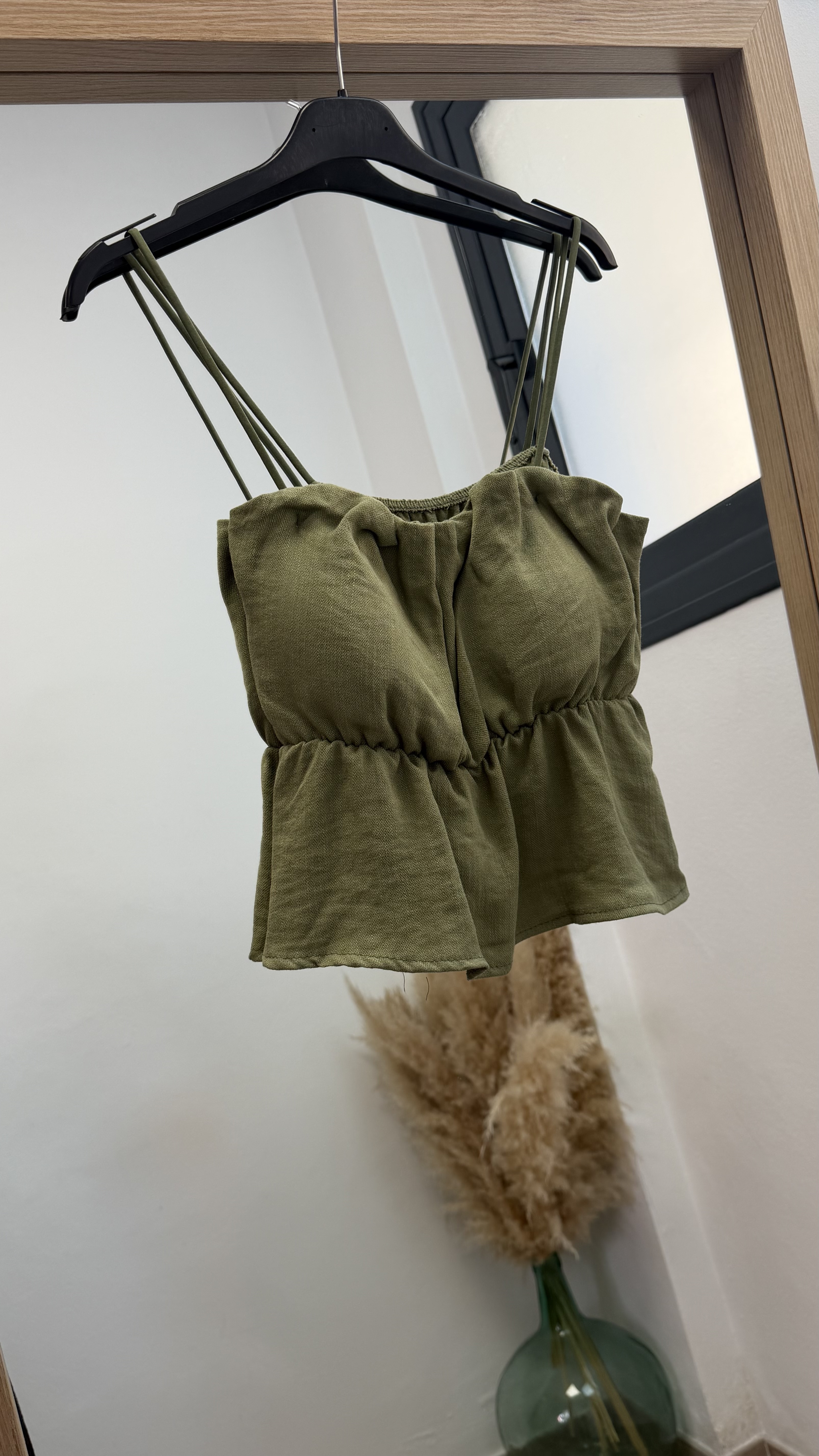 Top fruncido viscosa - Verde militar