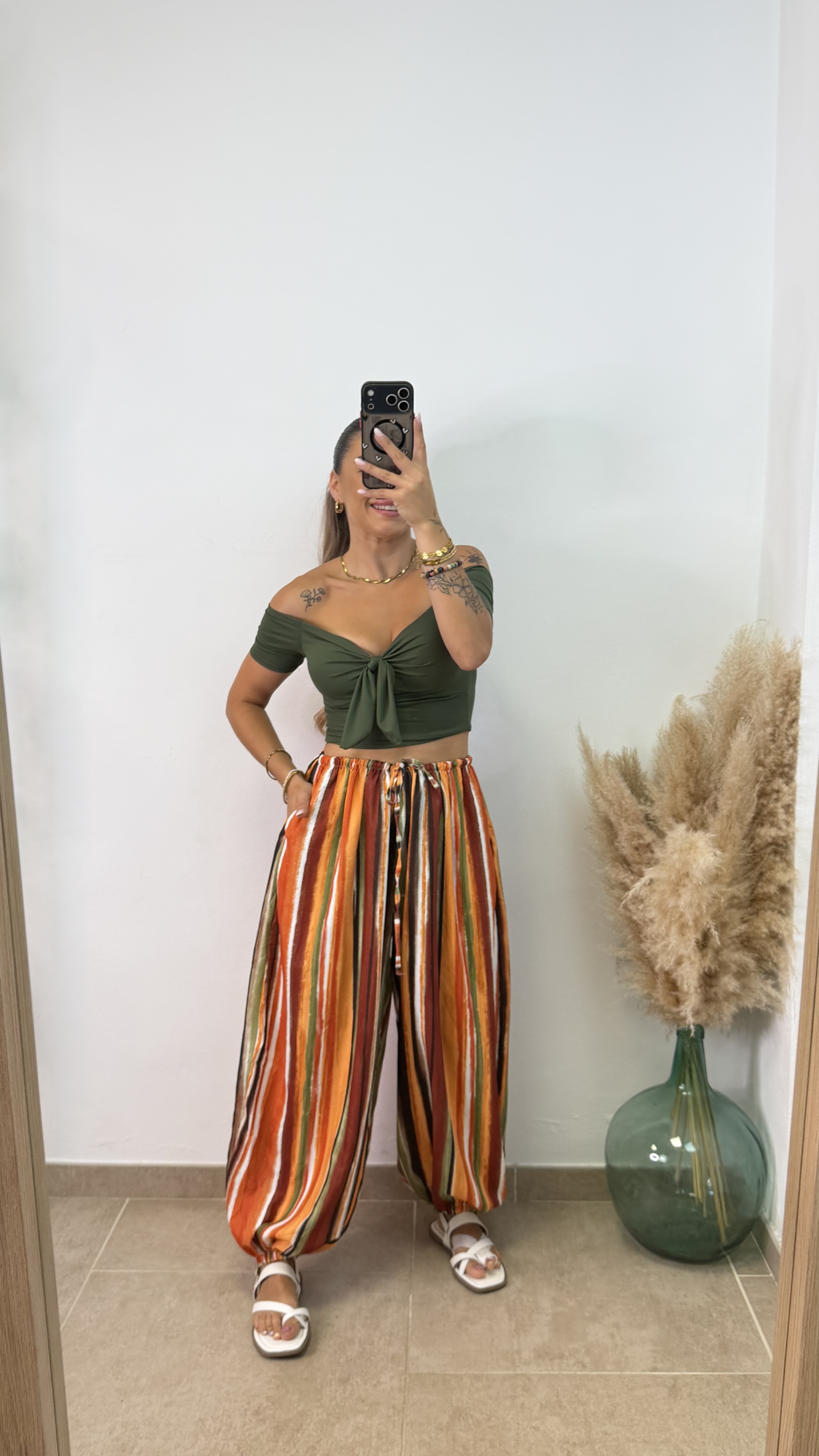 Pantalón puño rayas I Teja - Imagen 2