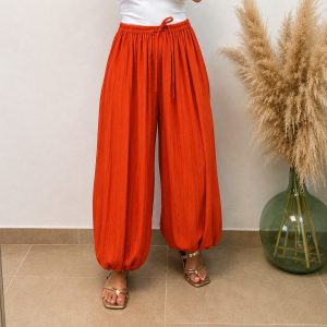 Pantalón globo puño liso - teja intenso