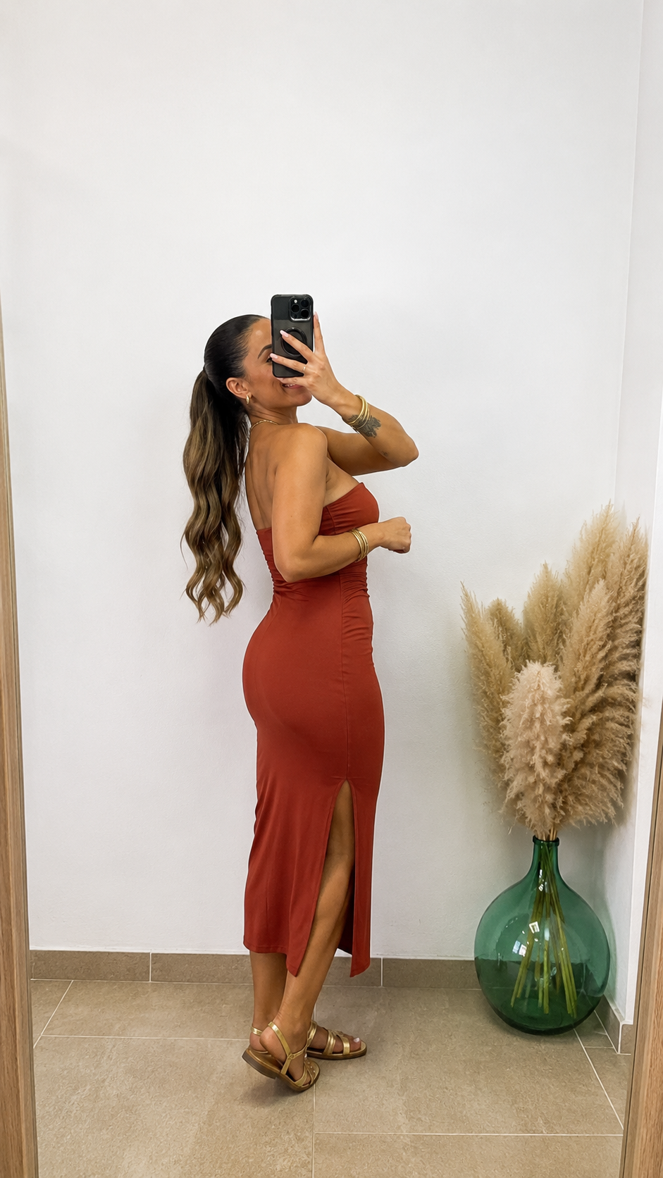 Vestido licra palabra de honor I Teja - Imagen 2