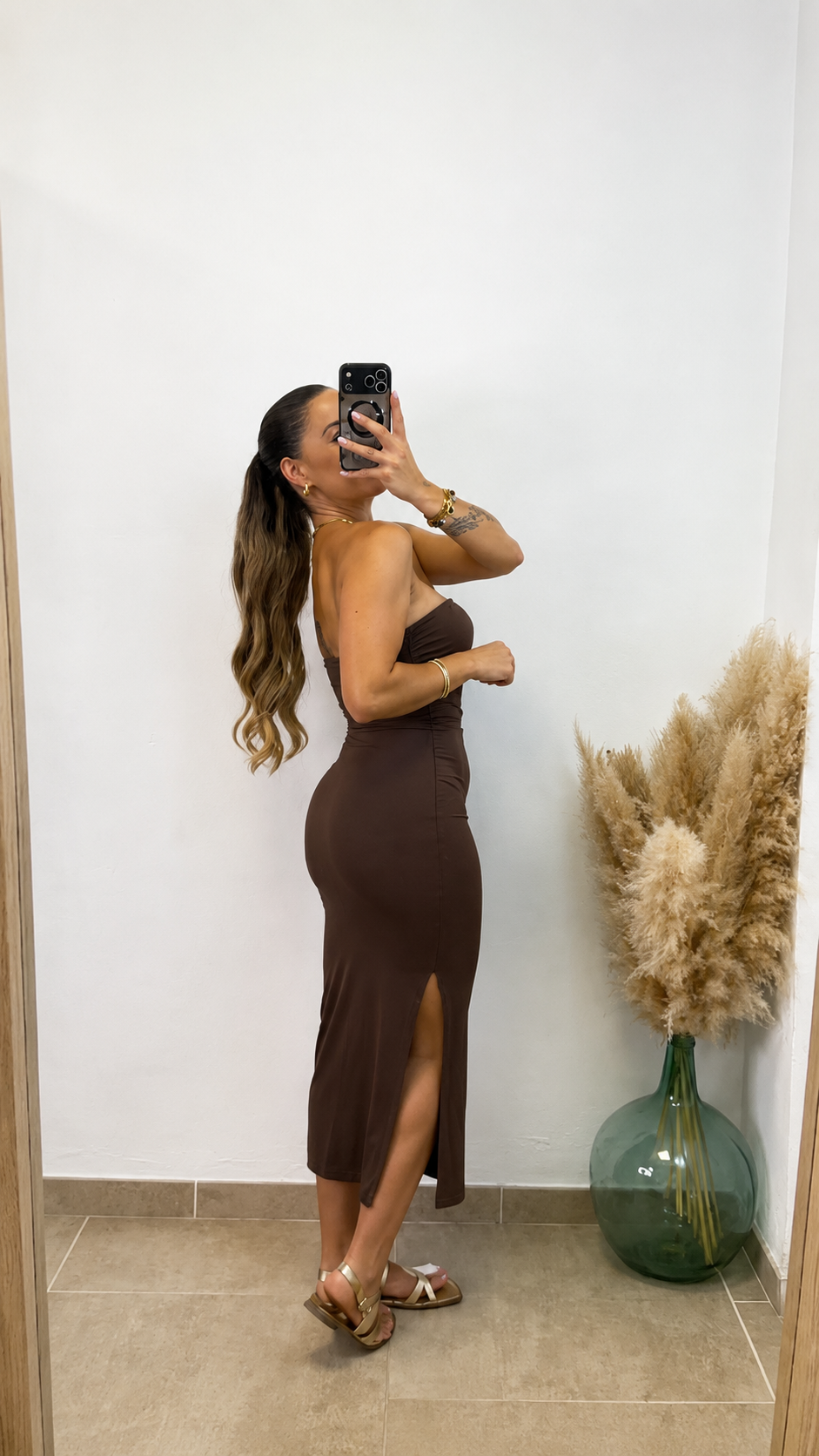 Vestido licra palabra de honor I Chocolate - Imagen 2