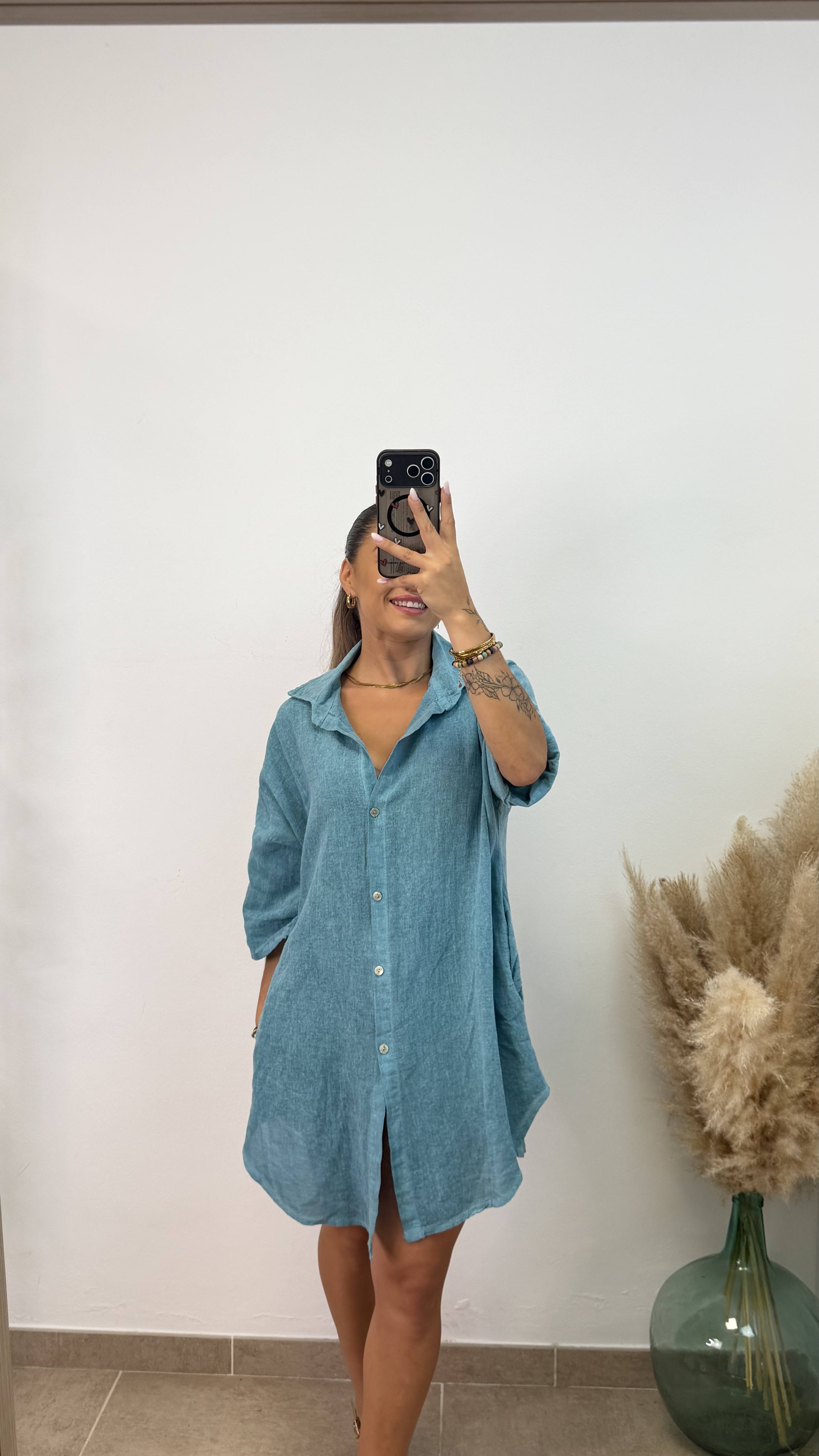 Vestido camisero algodón I Turquesa PREVENTA - Imagen 2
