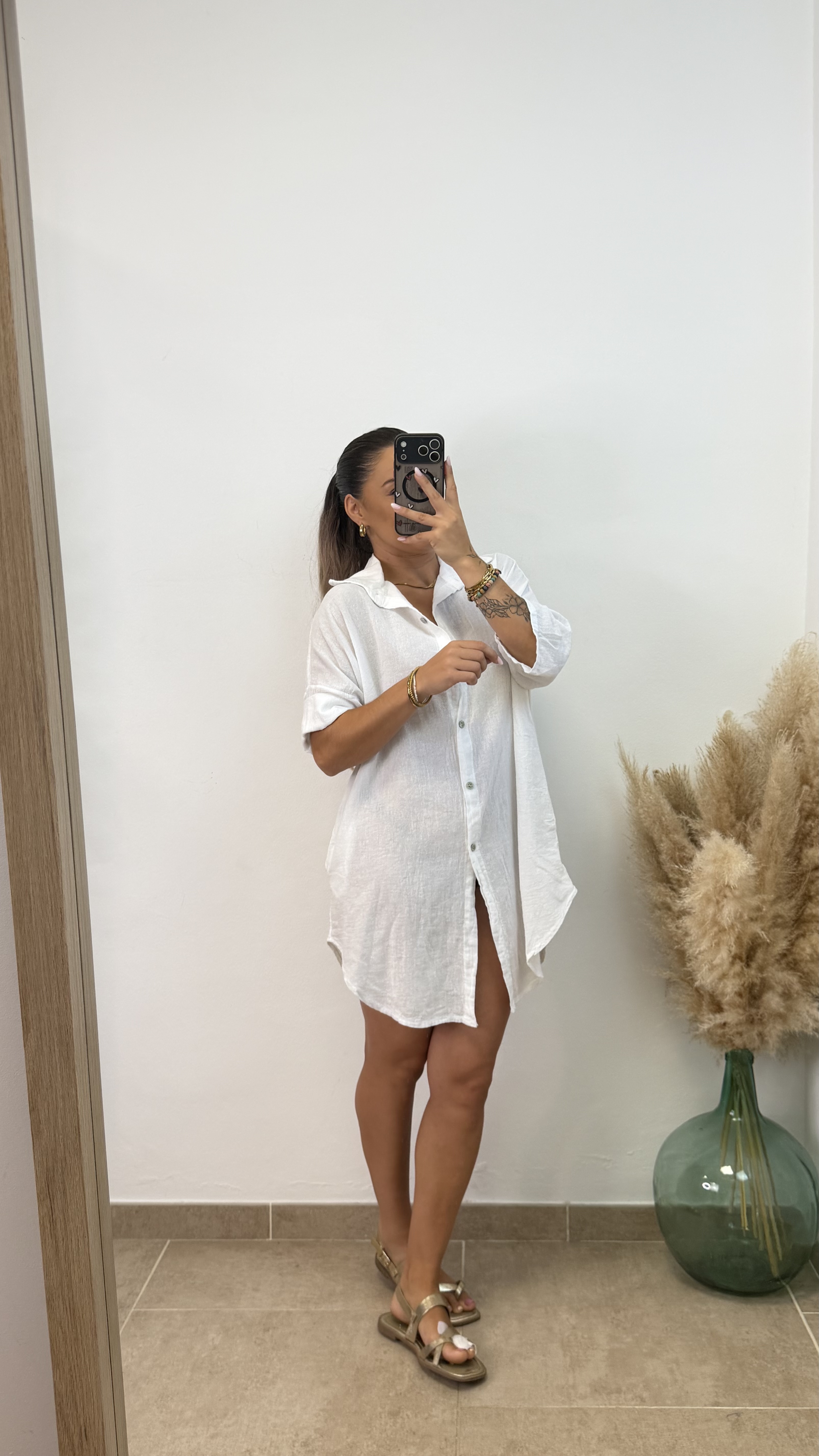 Vestido camisero algodón I Blanco PREVENTA - Imagen 3