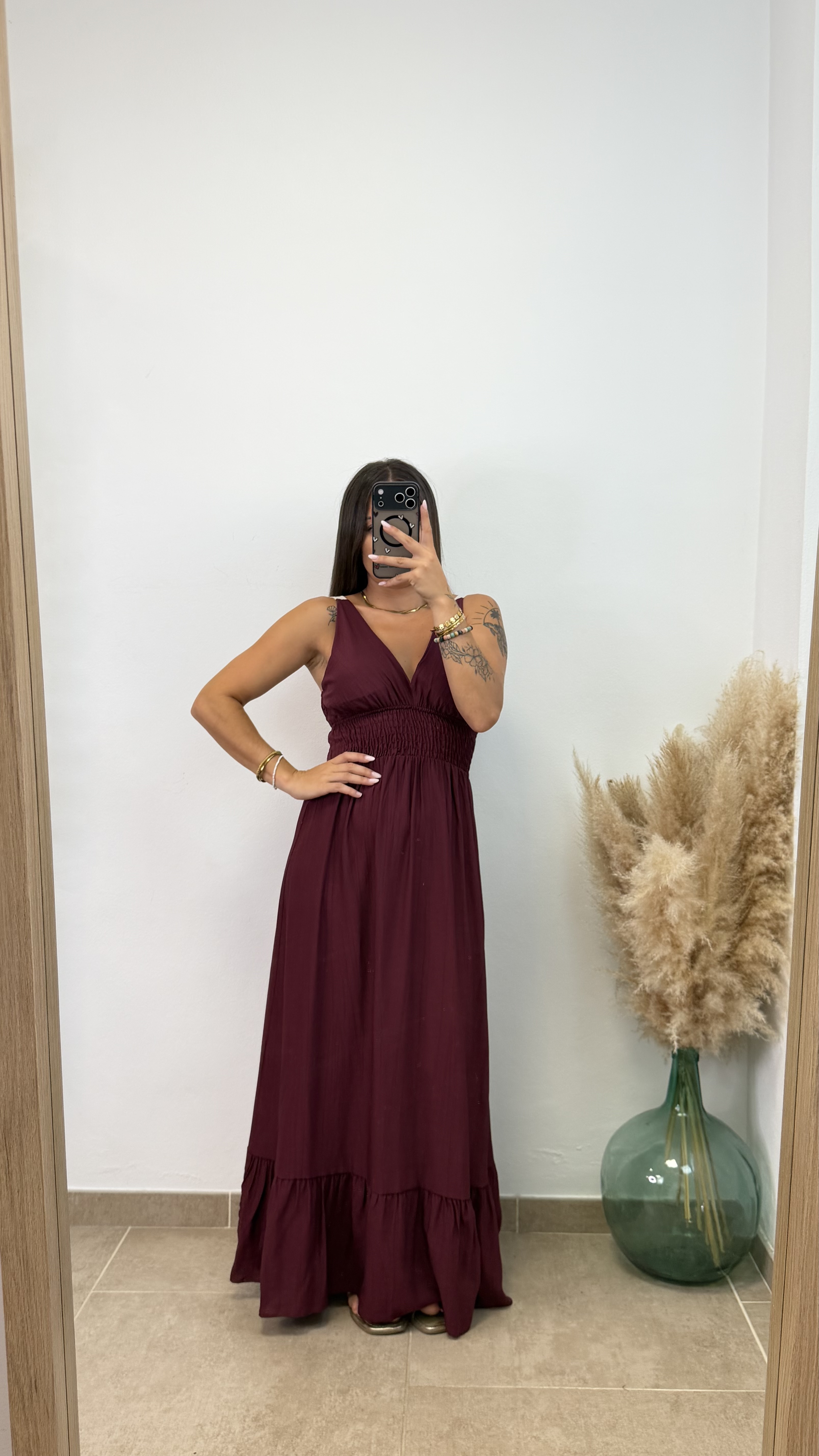 Vestido largo lazo - Burdeos - Imagen 5