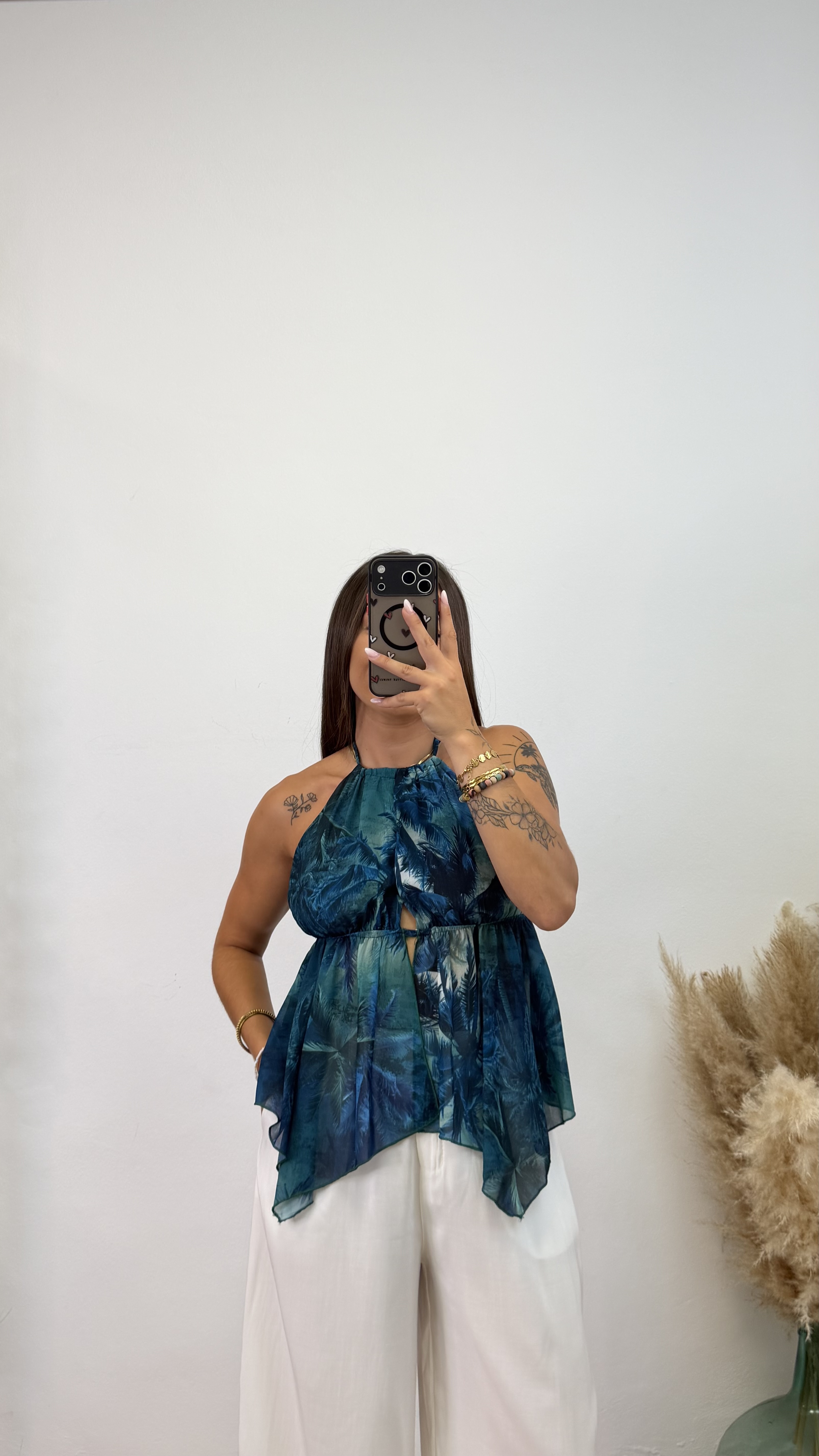 Camiseta espalda descubierta estampada - Turquesa - Imagen 3