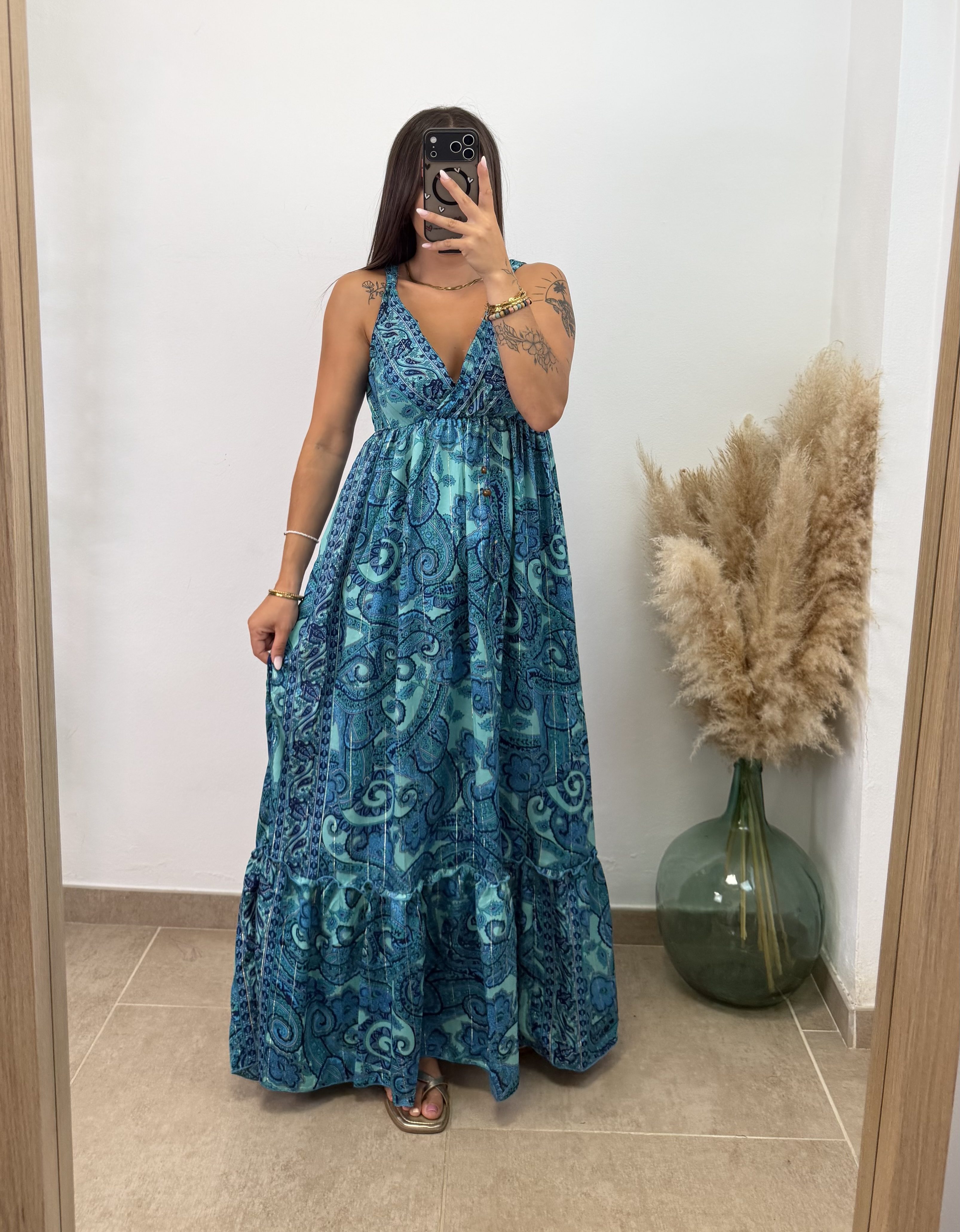Vestido étnico low cost - Verde agua
