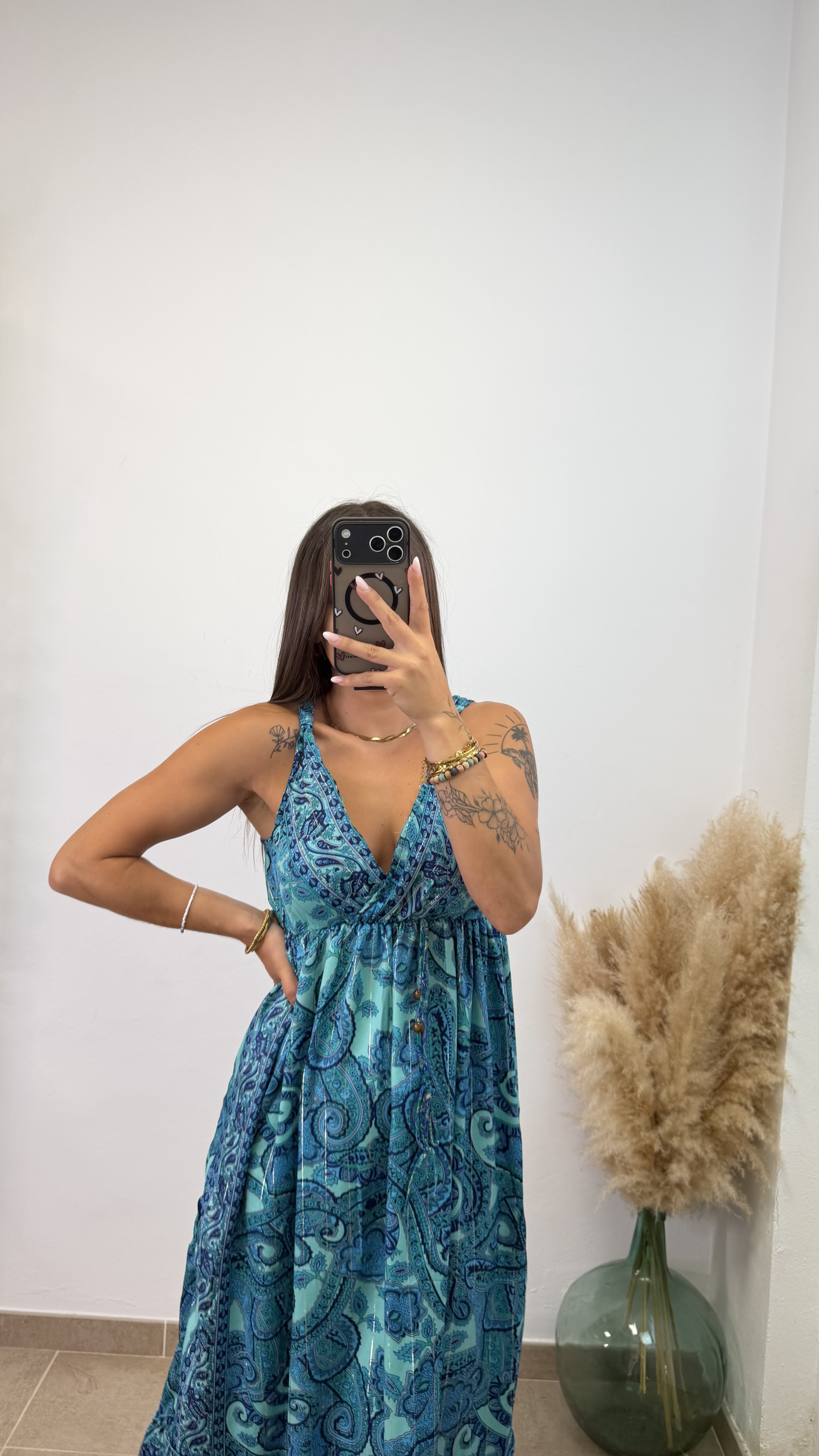 Vestido étnico low cost - Verde agua - Imagen 2