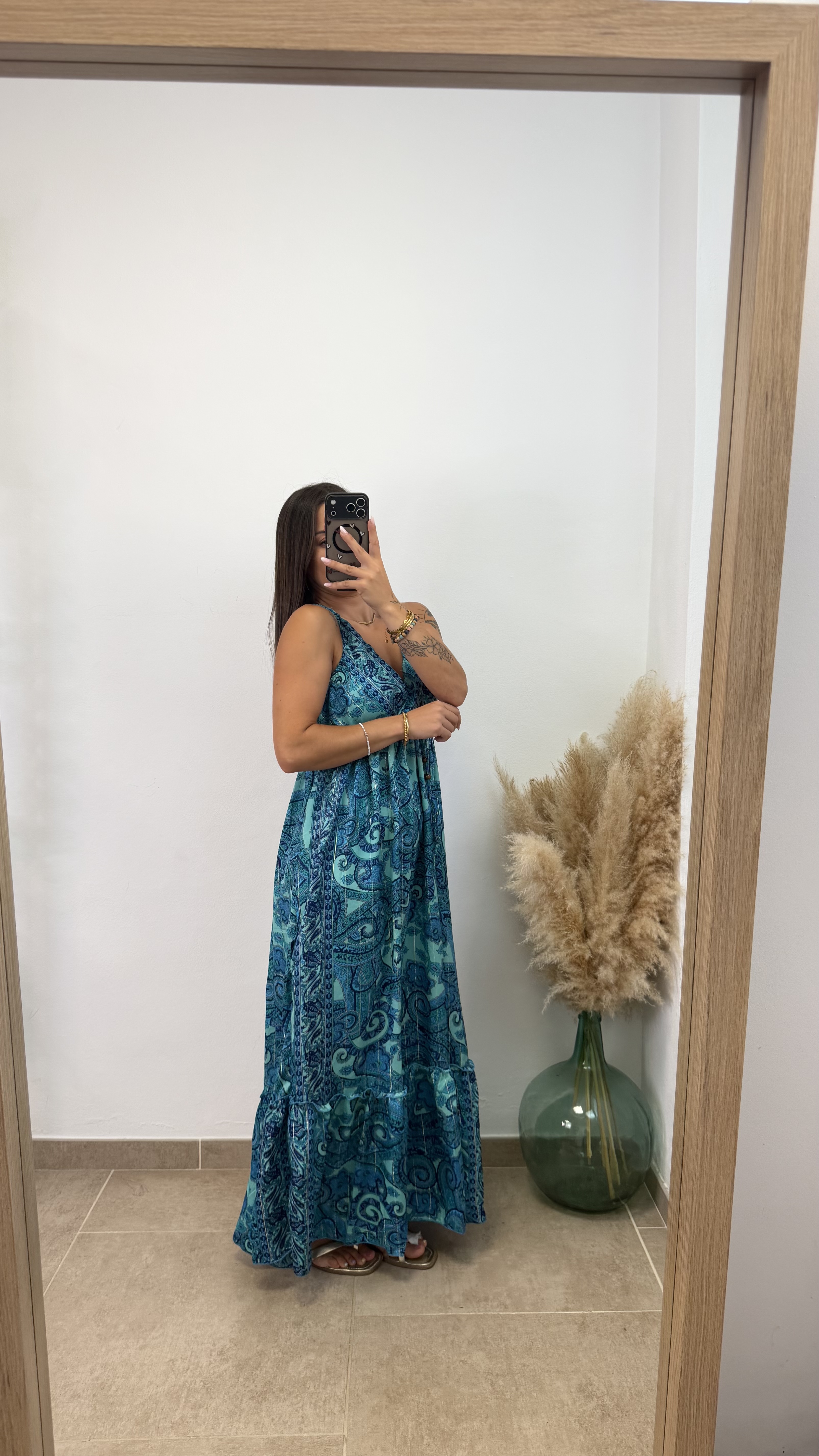 Vestido étnico low cost - Verde agua - Imagen 3