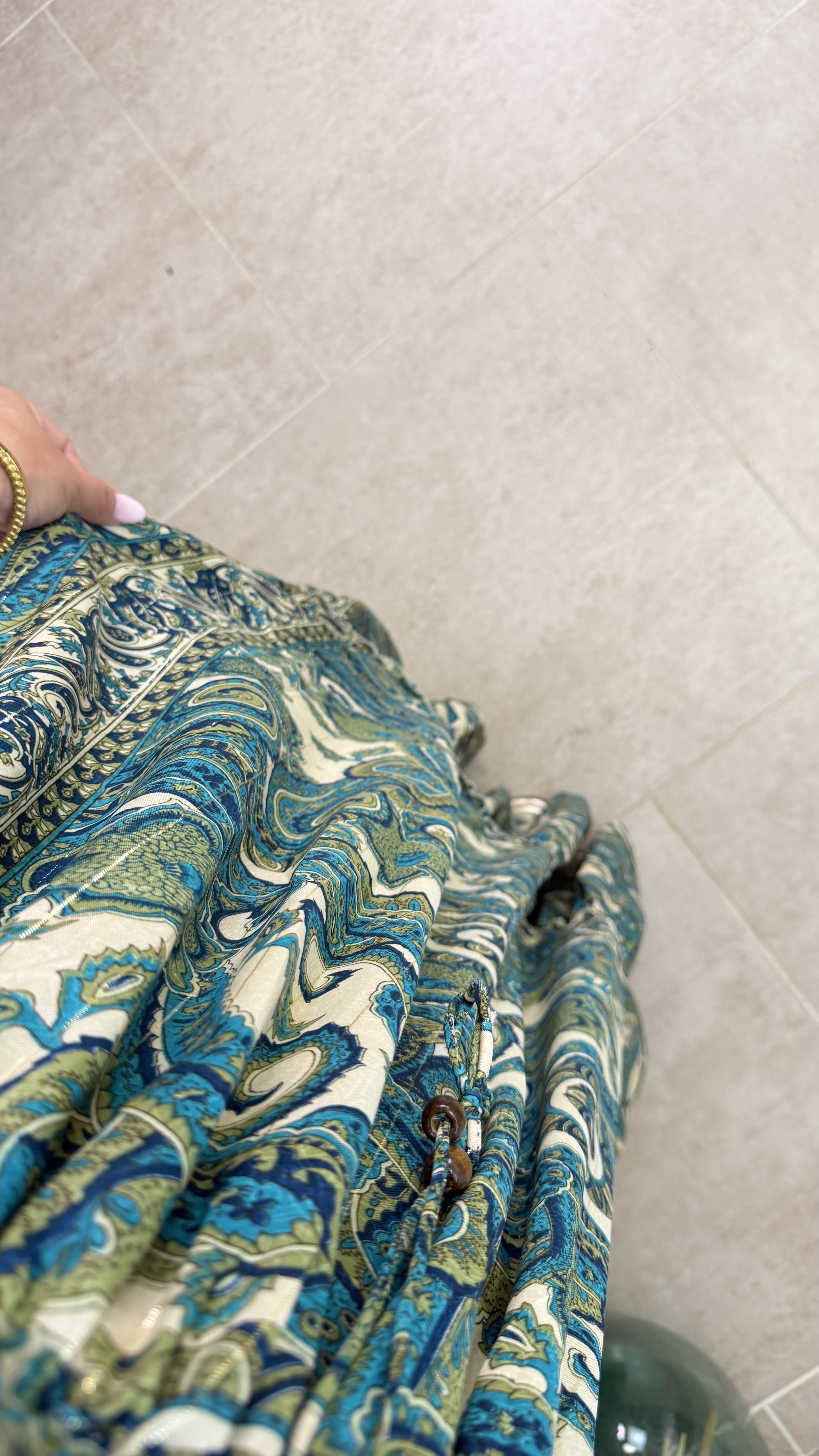 Vestido étnico low cost I Azul marino-verde - Imagen 2