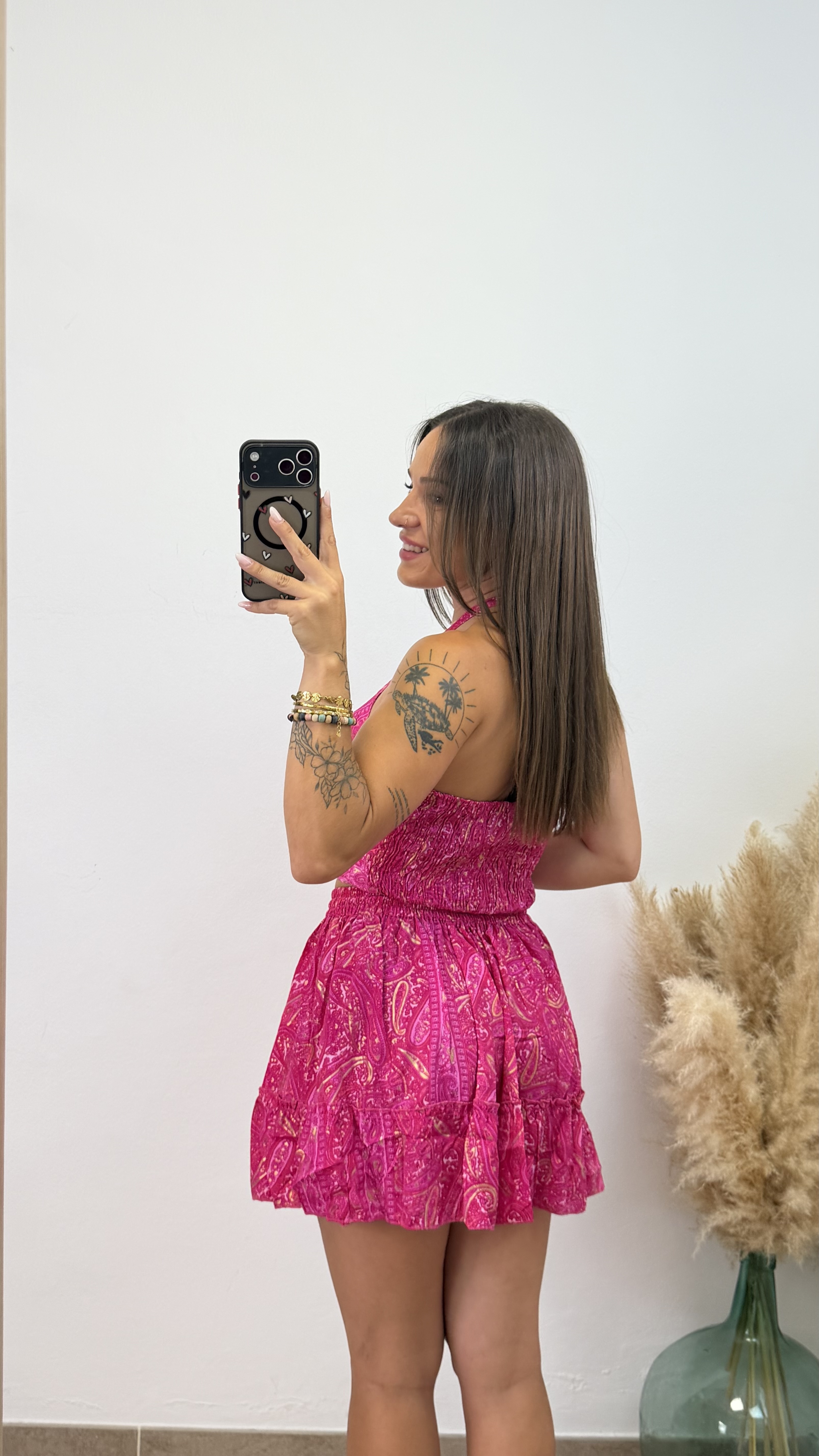Conjunto falda étnico corto - Rosa - Imagen 3