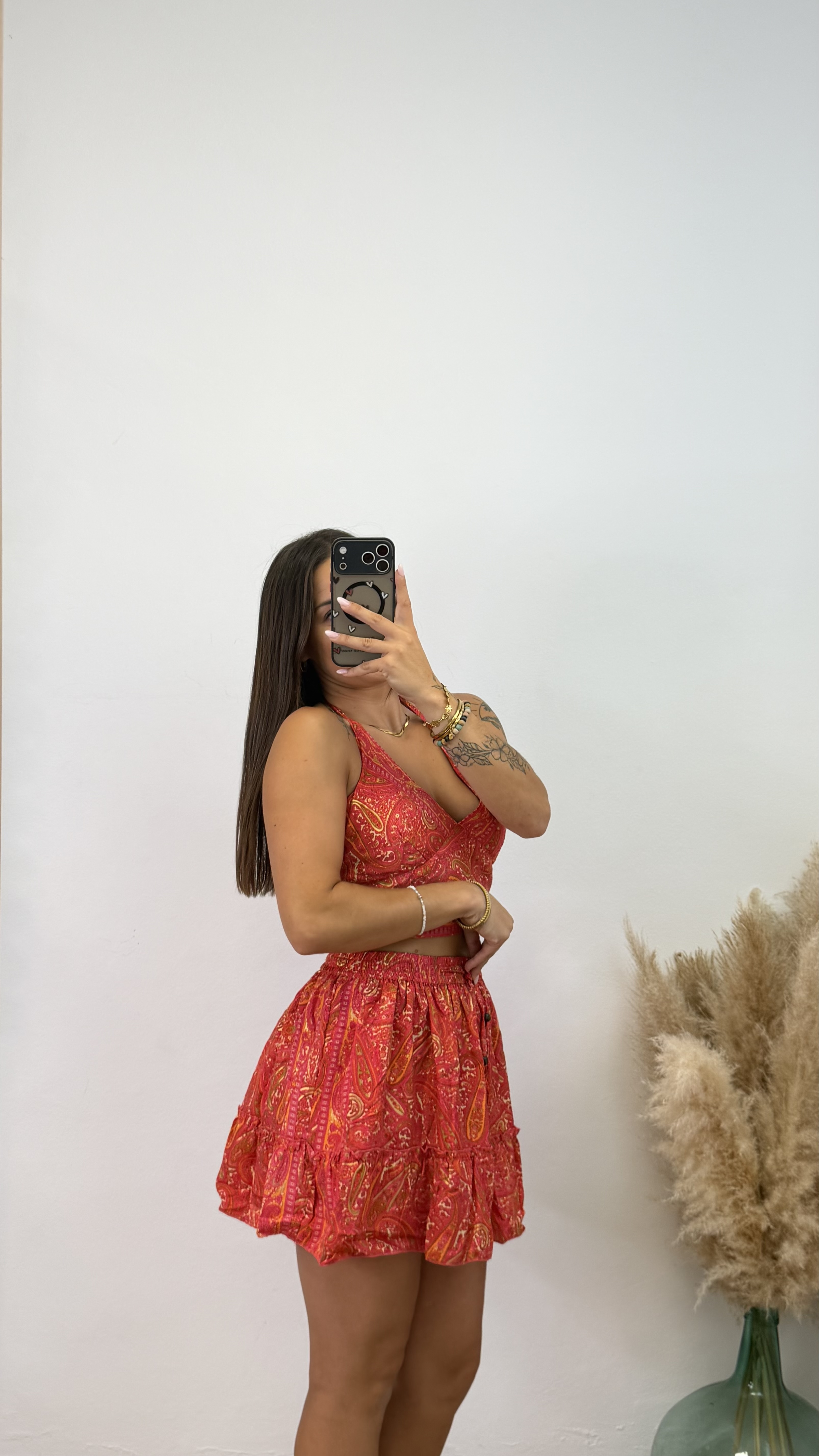 Conjunto falda étnico corto - Coral - Imagen 5