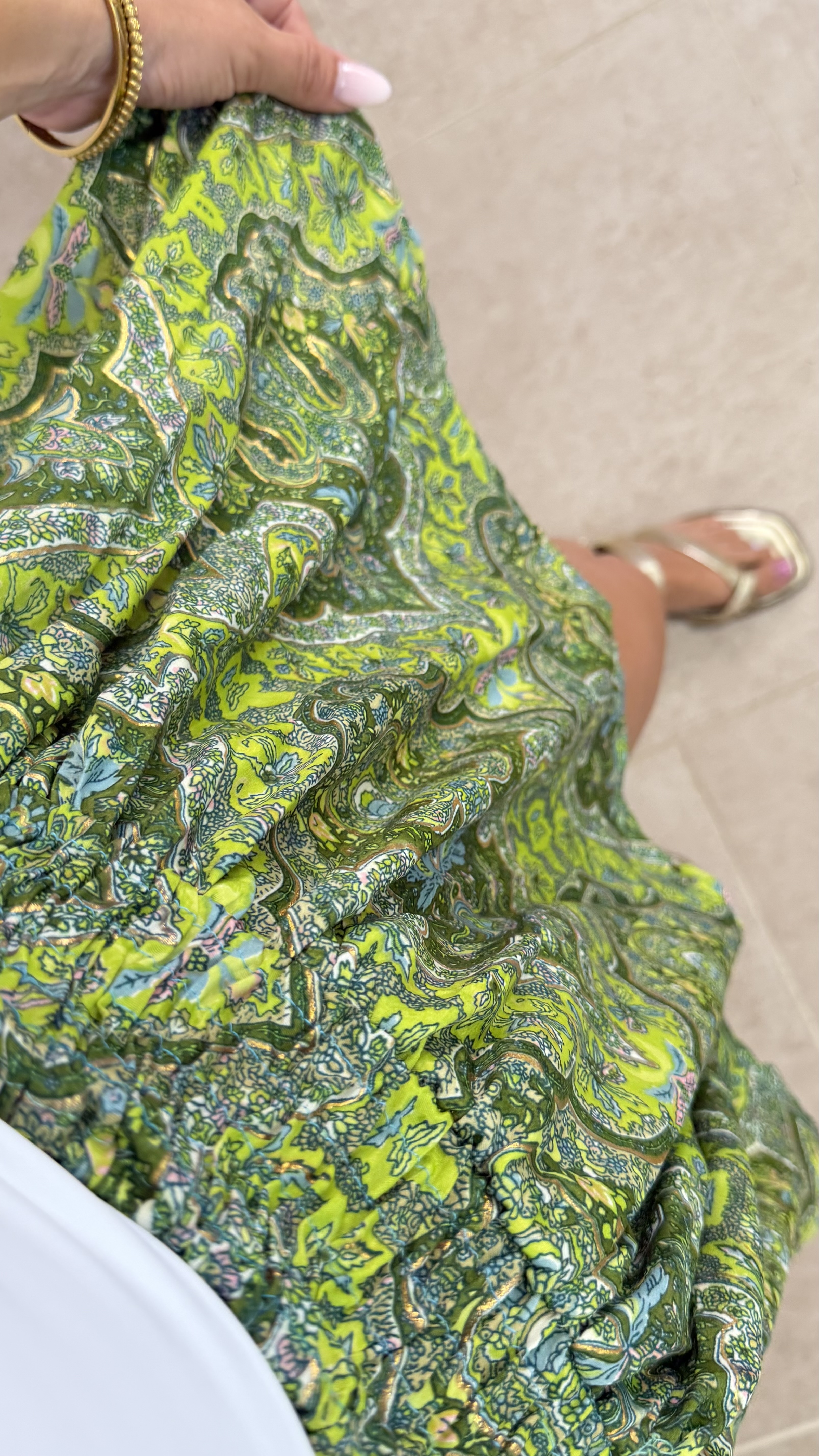 Falda pantalón étnica estampada - Verde - Imagen 2