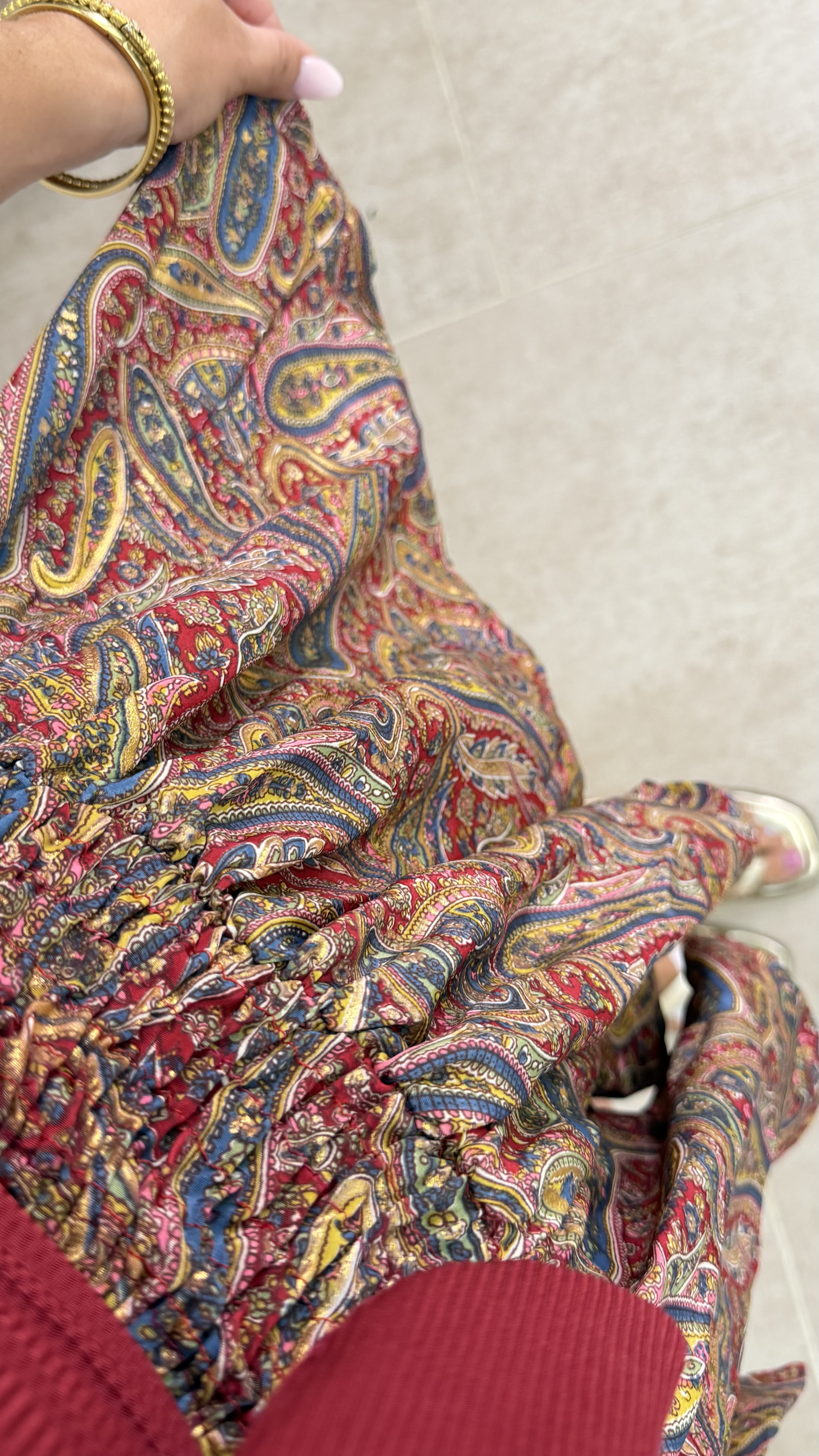 Falda pantalón étnica estampada - Burdeos - Imagen 2