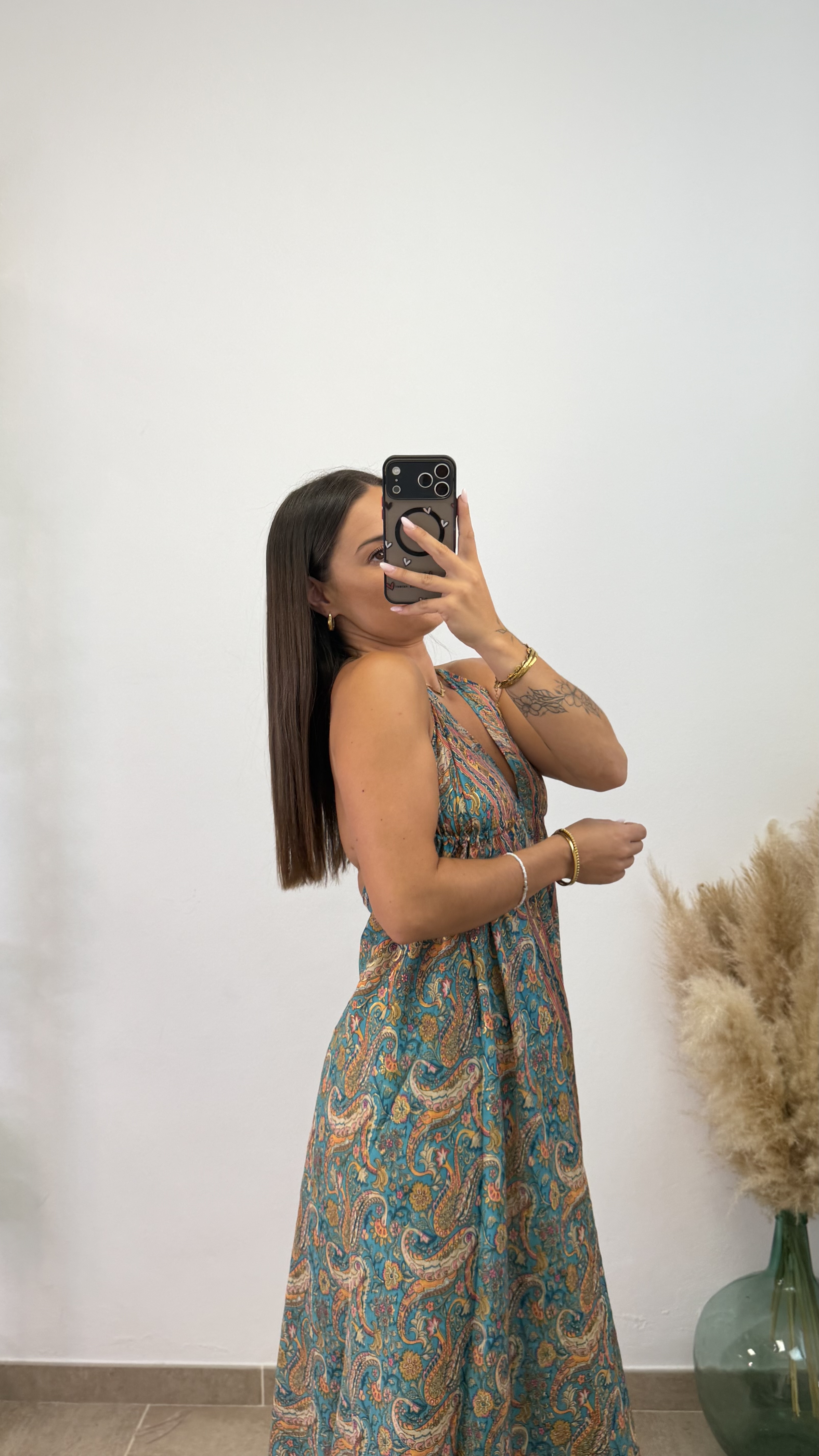 Vestido étnico espalda descubierta - Turquesa - Imagen 5
