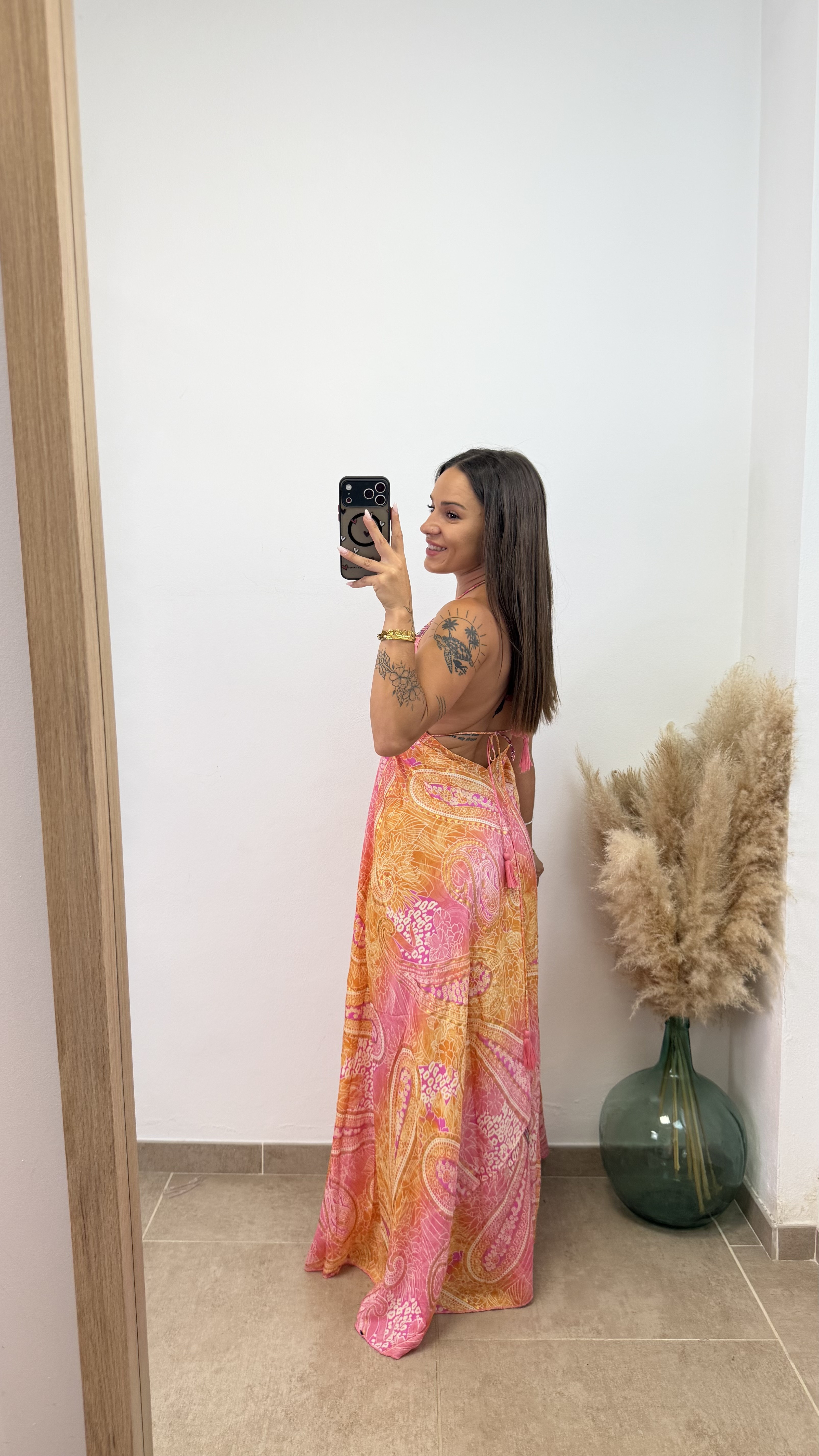 Vestido espalda descubierta I Rosa-naranja - Imagen 2