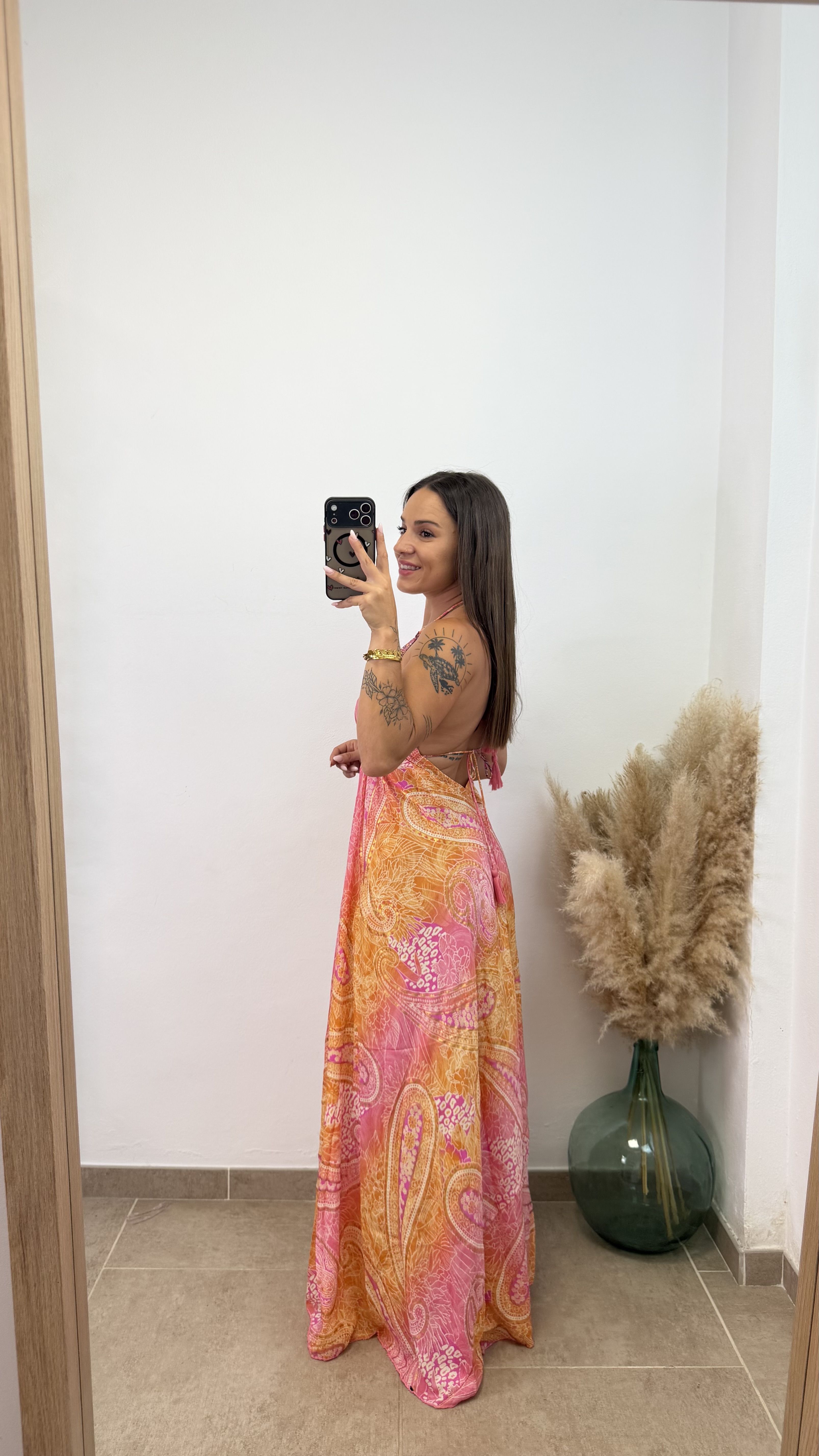 Vestido espalda descubierta I Rosa-naranja - Imagen 3