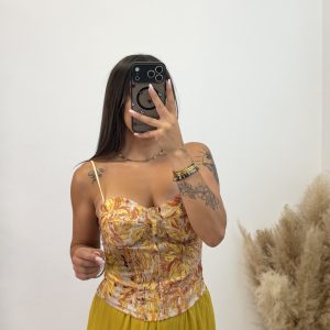 Top estampado flor - Mostaza