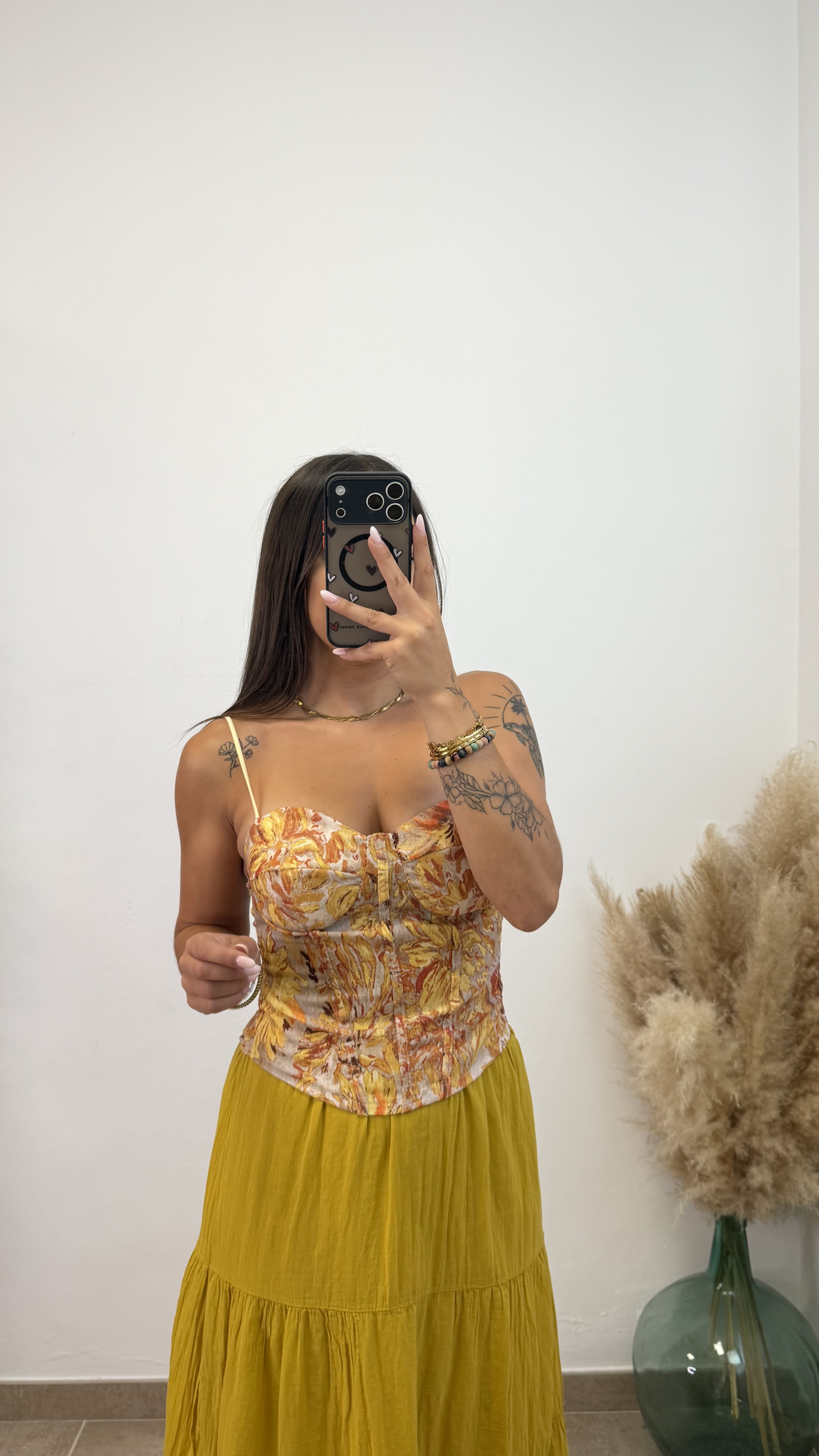 Top estampado flor - Mostaza