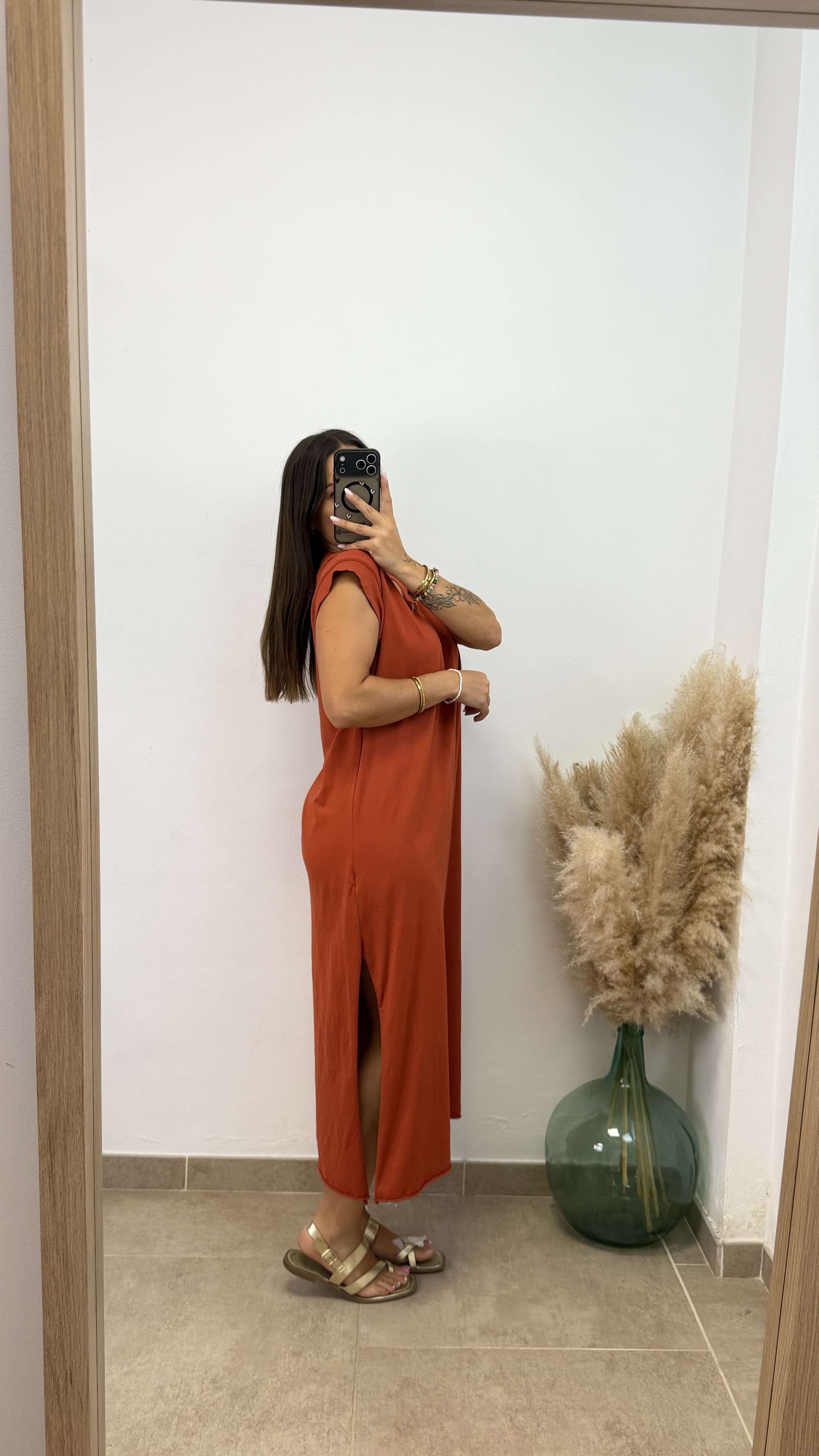 Vestido manga volante - Teja - Imagen 2