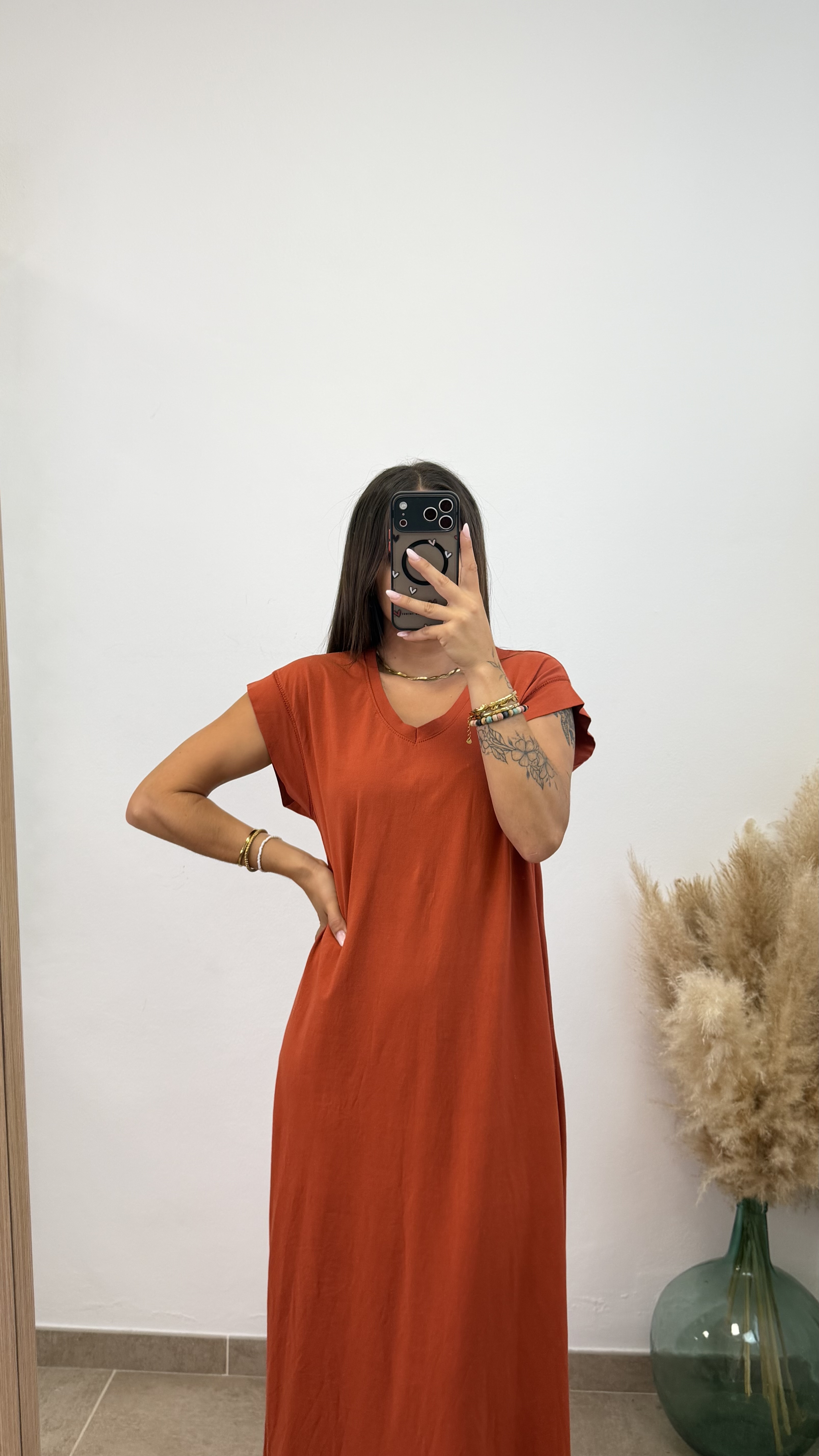 Vestido manga volante - Teja - Imagen 3