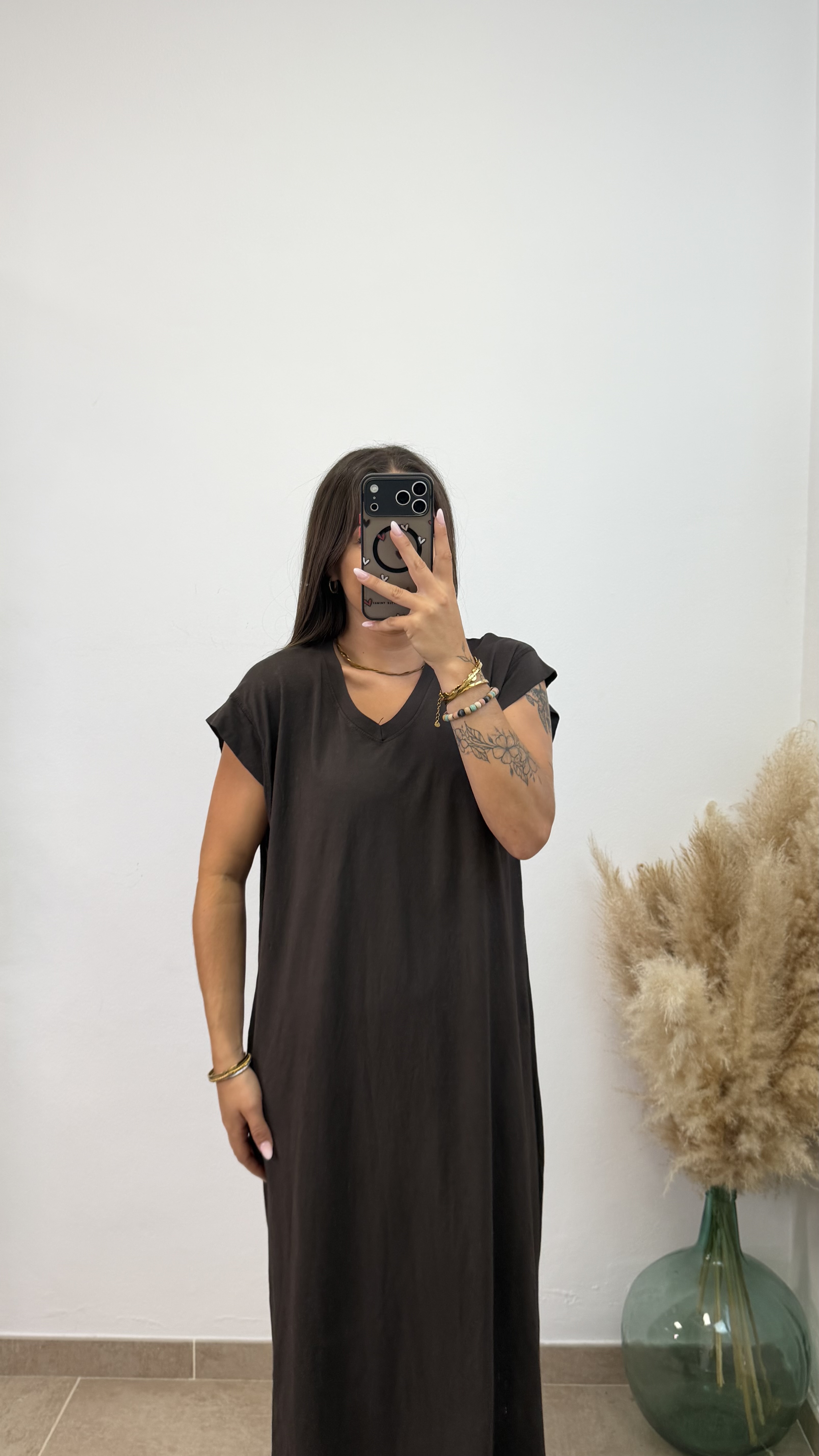 Vestido manga volante - Chocolate - Imagen 4