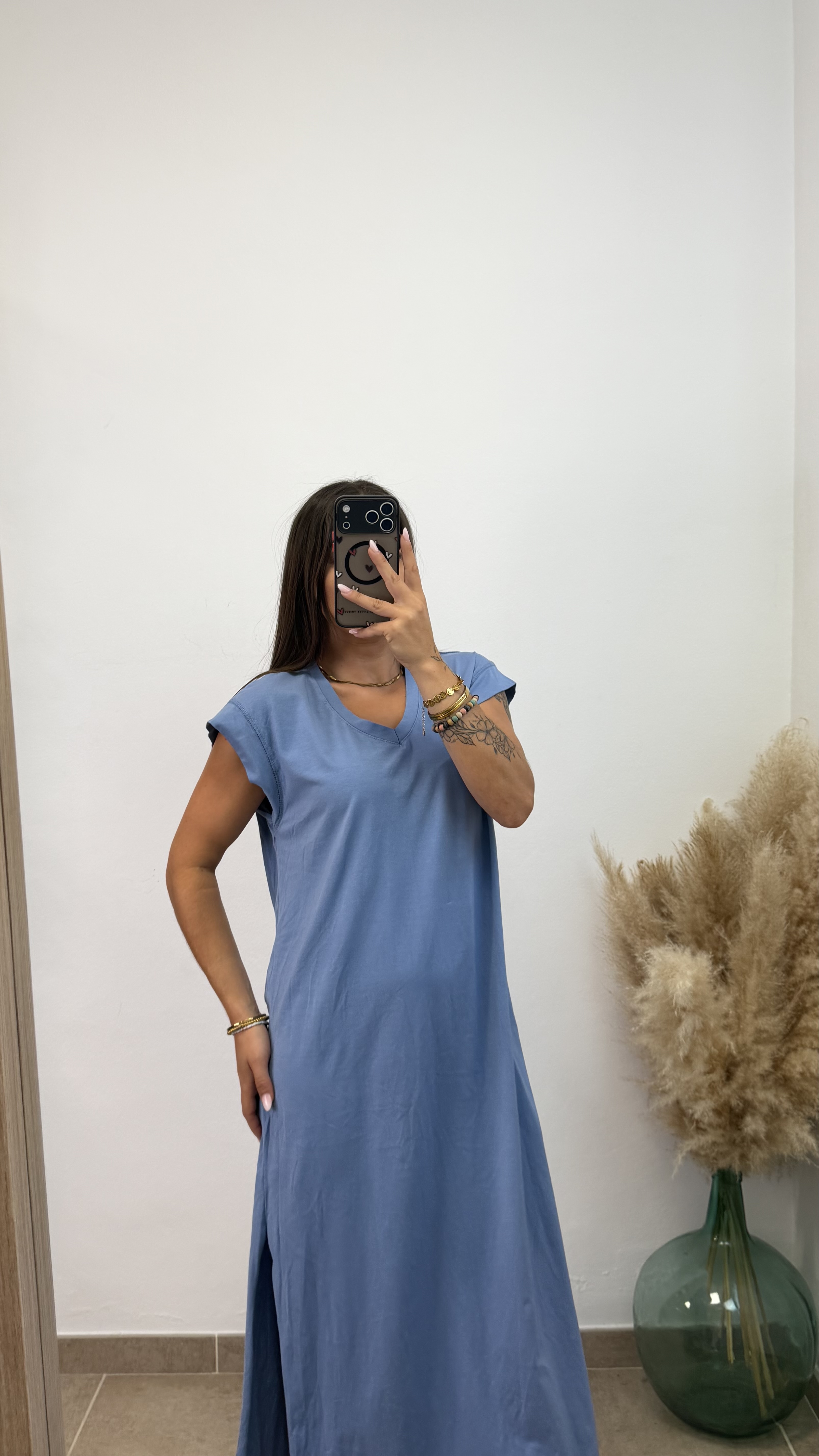 Vestido manga volante - Azul vaquero - Imagen 4