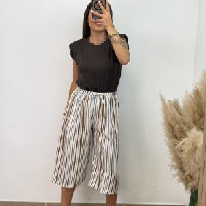 Pantalón raya midi - Chocolate y azul