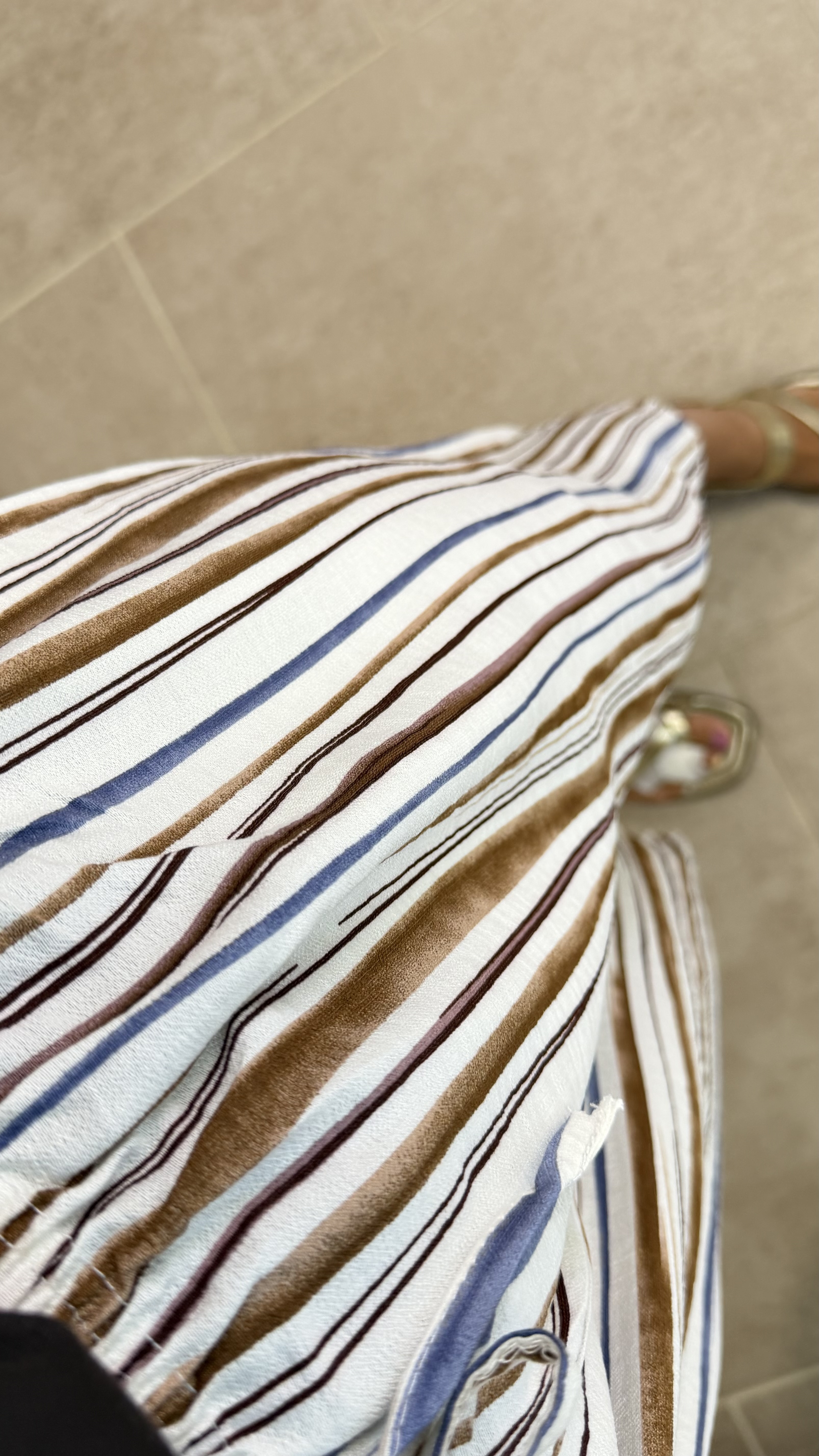 Pantalón raya midi - Chocolate y azul - Imagen 3