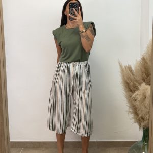 Pantalón raya midi - Verde militar