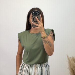 Alternative view of Pantalón raya midi - Verde militar