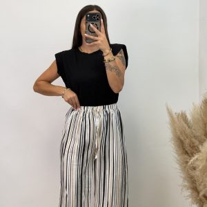 Pantalón raya midi - Negro