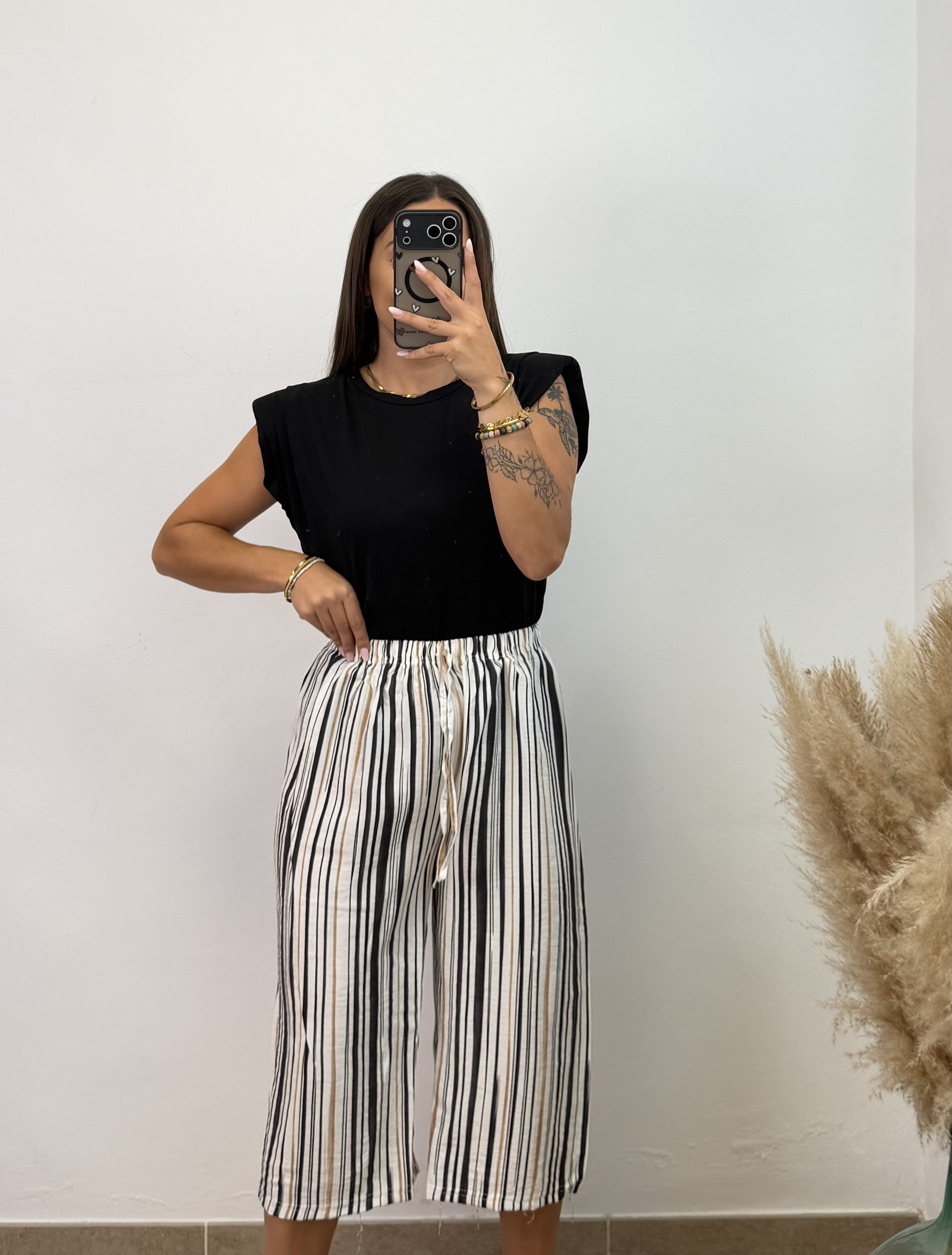 Pantalón raya midi - Negro