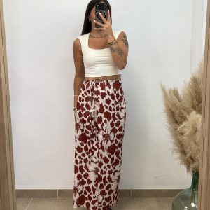 Falda estampada - Teja