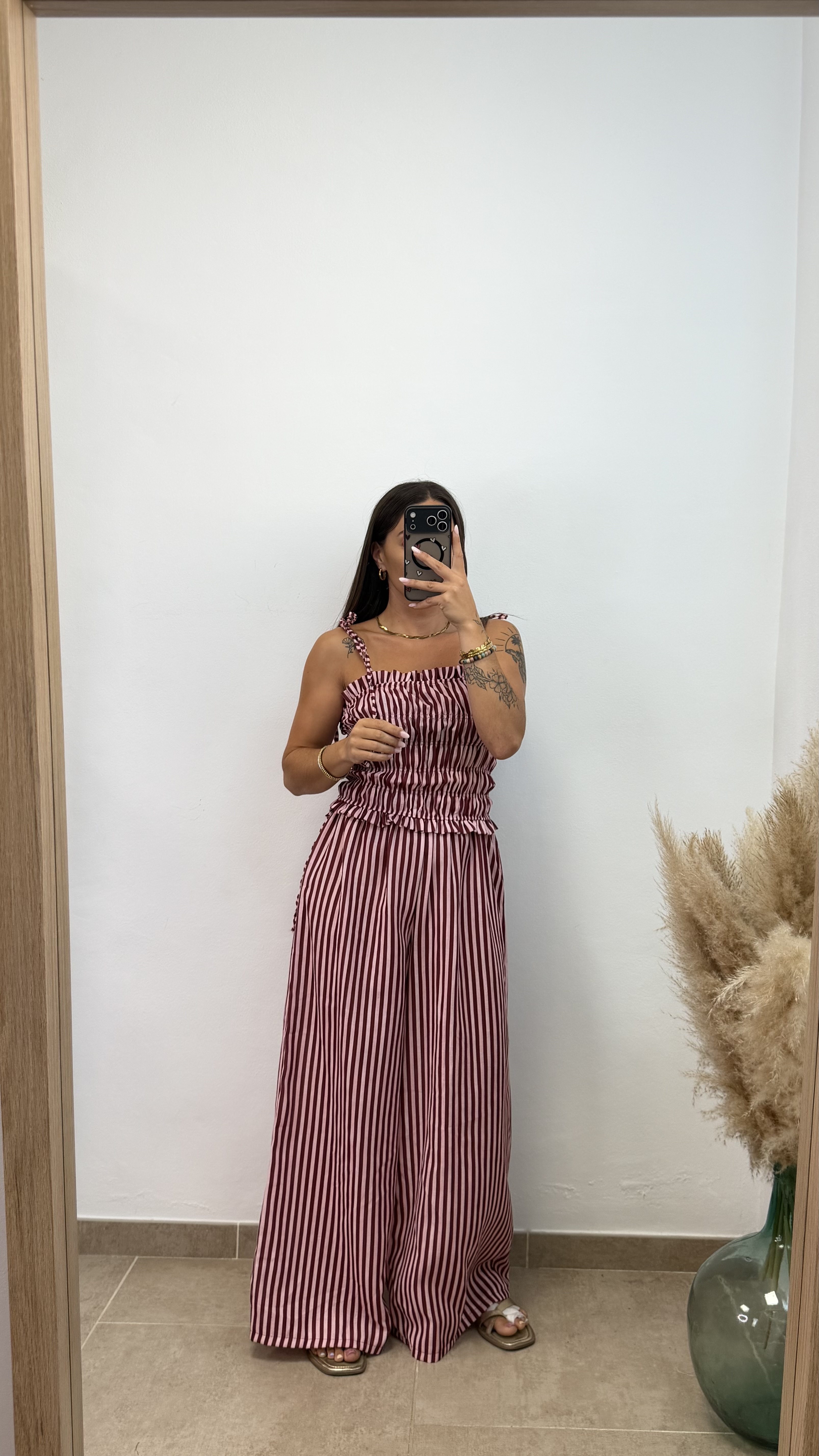Conjunto dos piezas rayas - Rosa/burdeos - Imagen 4