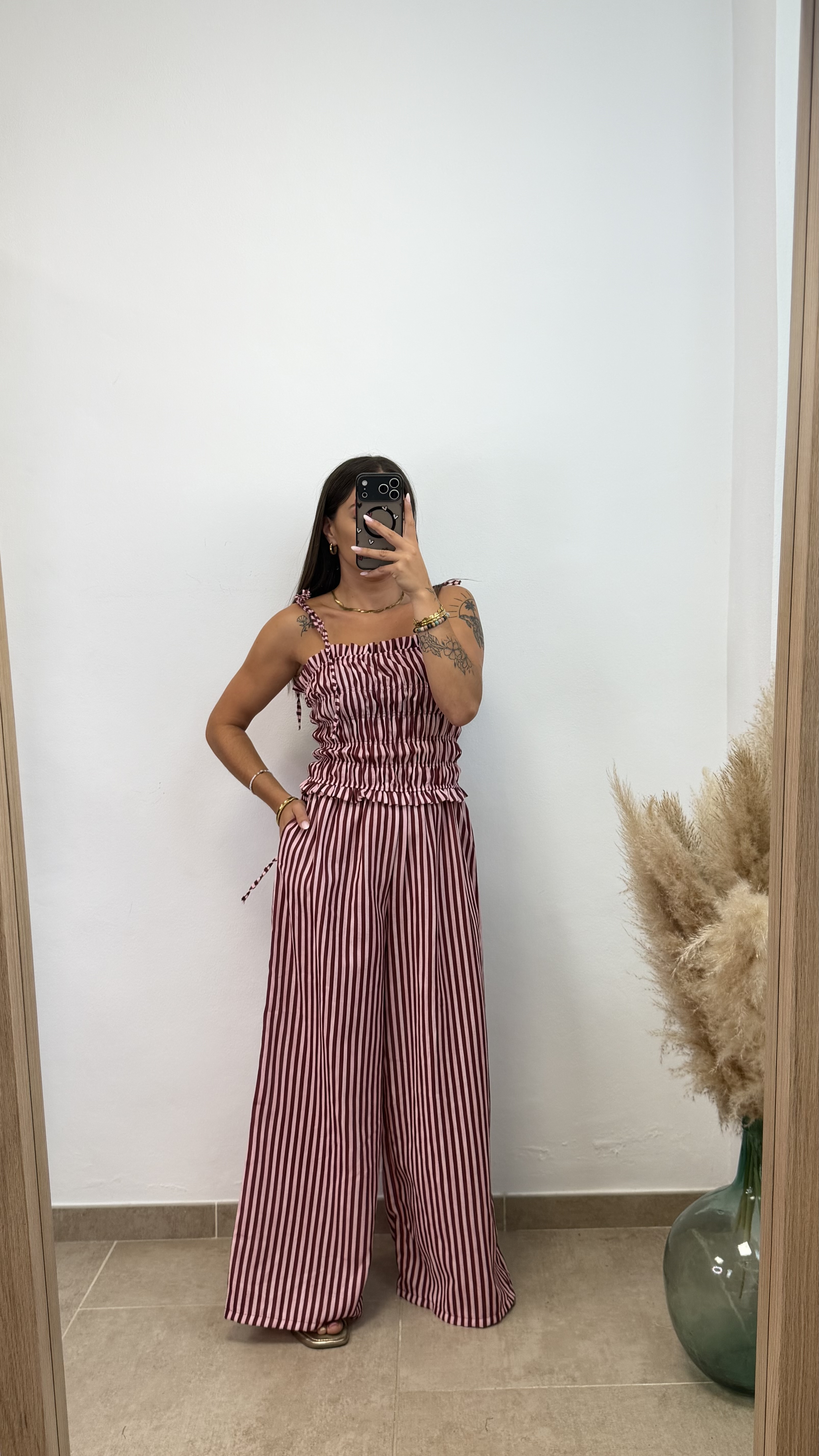 Conjunto dos piezas rayas - Rosa/burdeos - Imagen 2