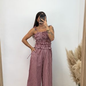 Conjunto dos piezas rayas - Rosa/burdeos