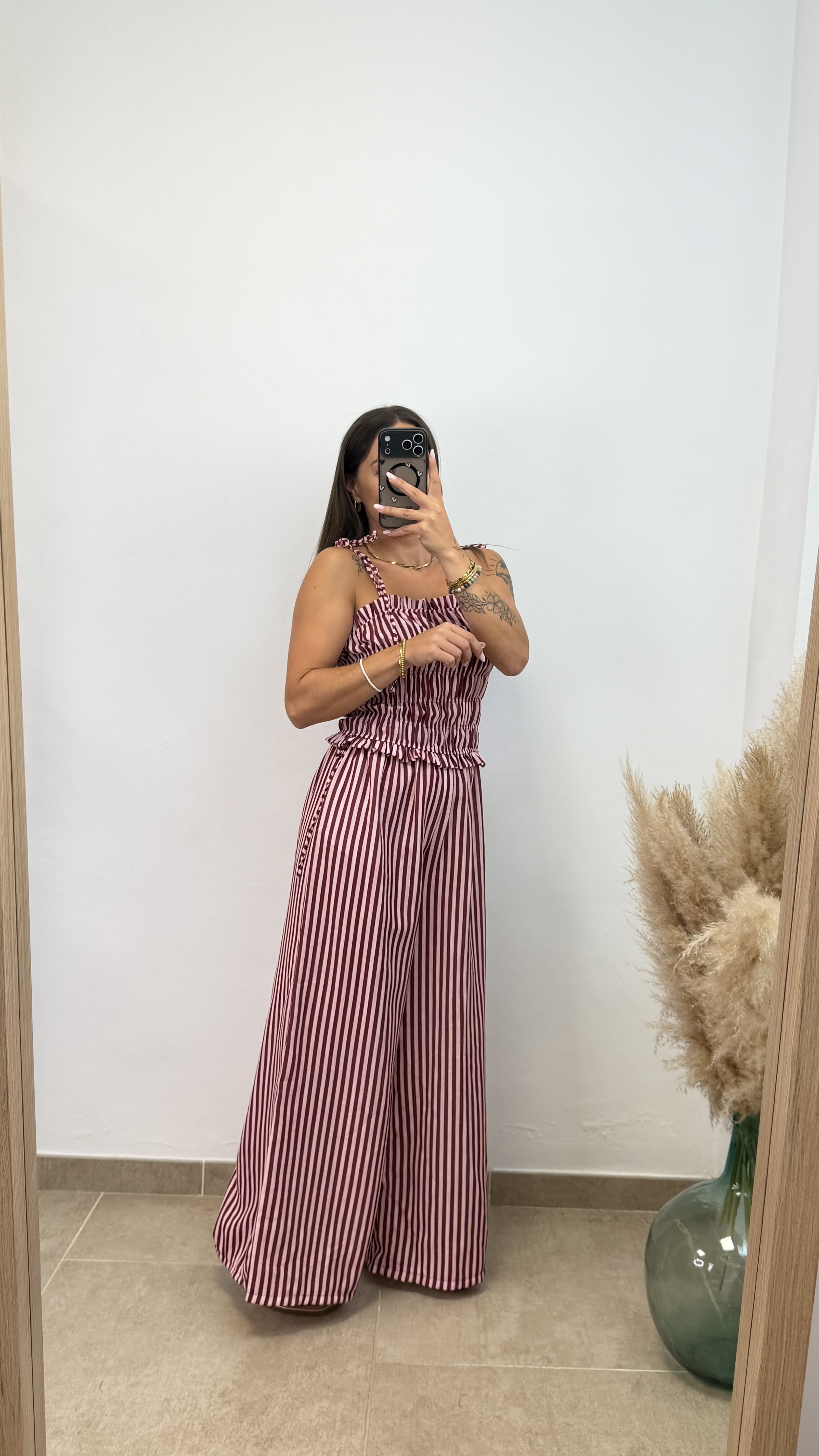 Conjunto dos piezas rayas - Rosa/burdeos - Imagen 5