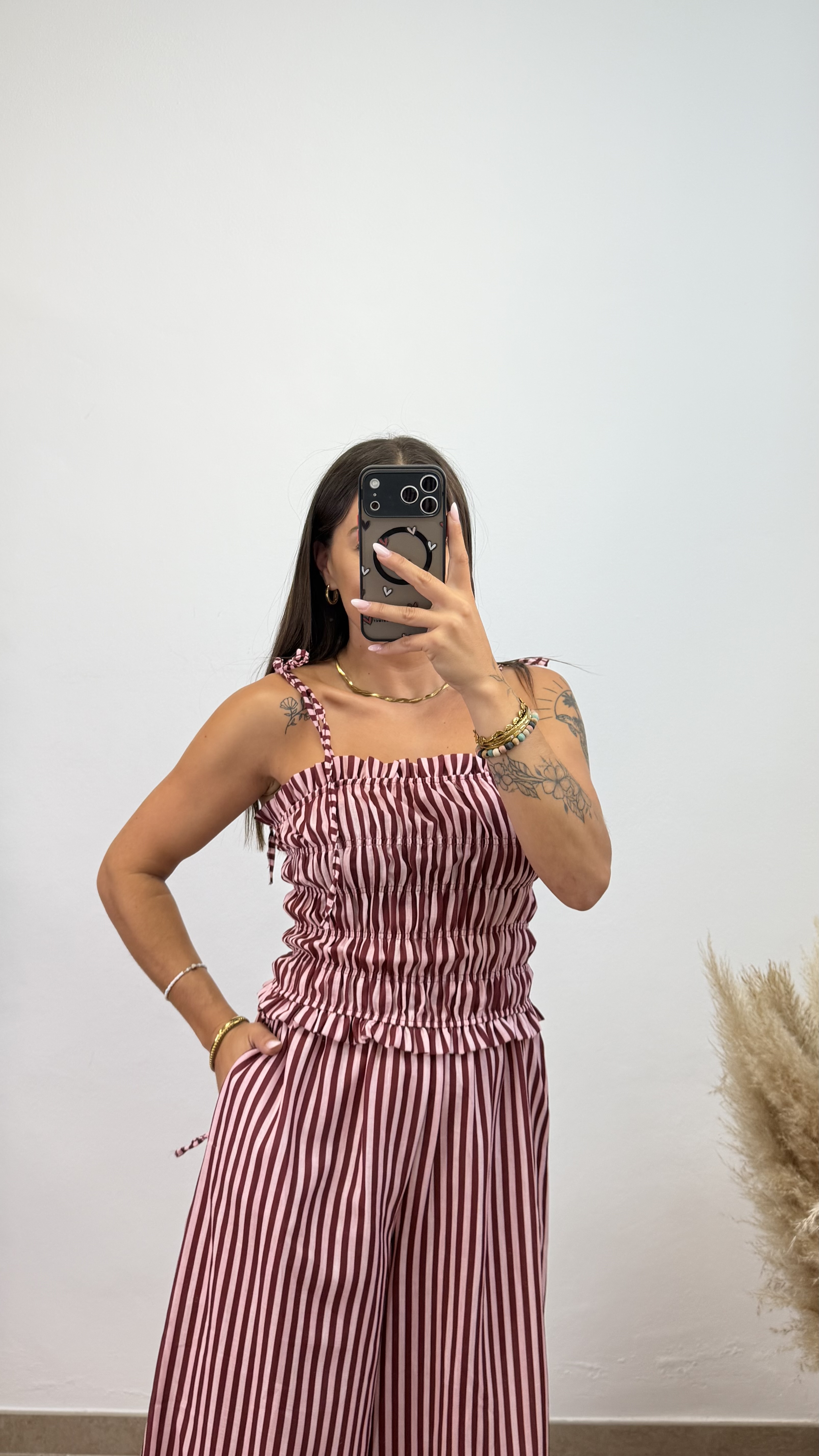 Conjunto dos piezas rayas - Rosa/burdeos - Imagen 3