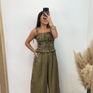 Alternative view of Conjunto dos piezas rayas - Verde/chocolate