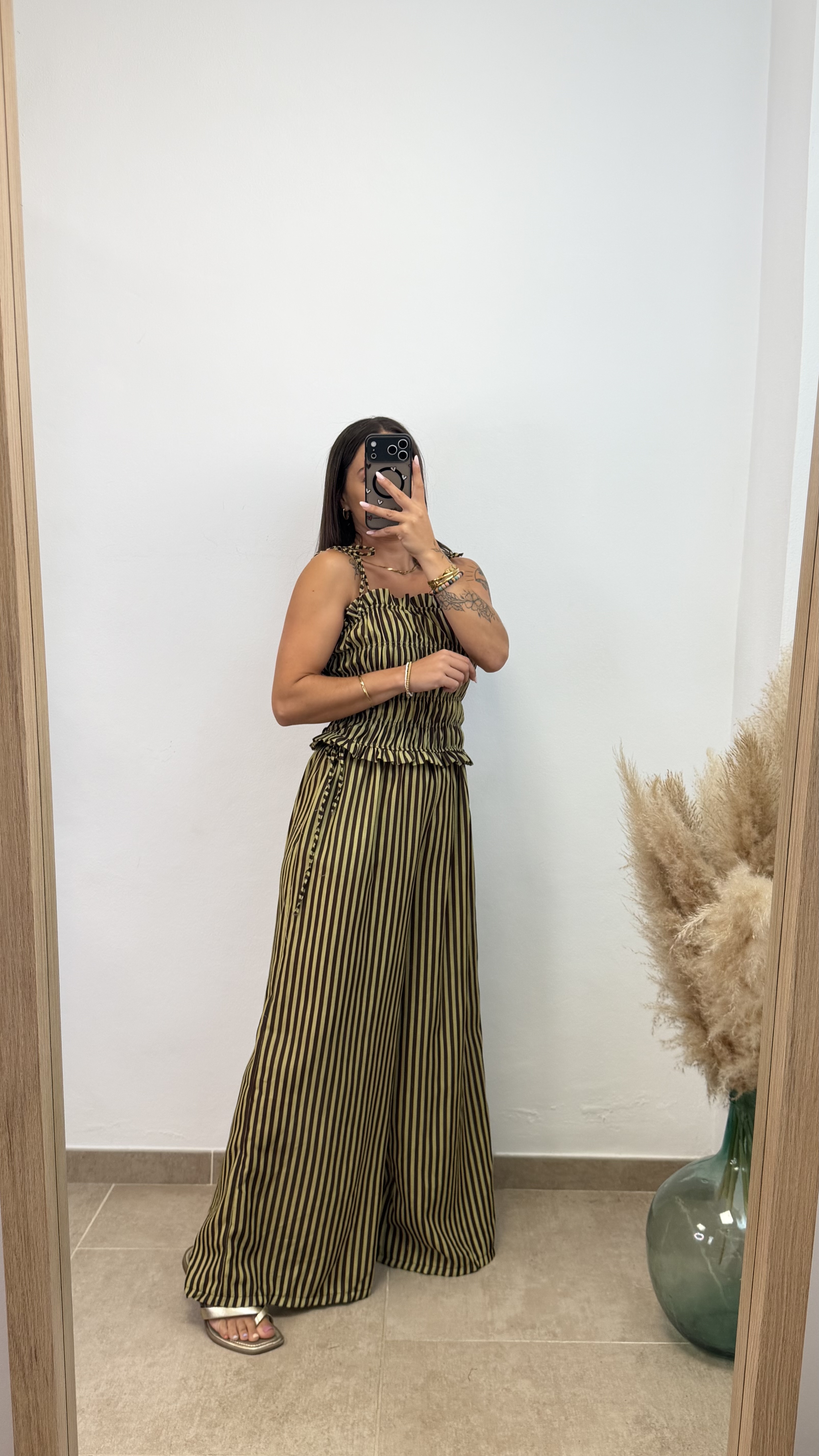 Conjunto dos piezas rayas - Verde/chocolate - Imagen 3