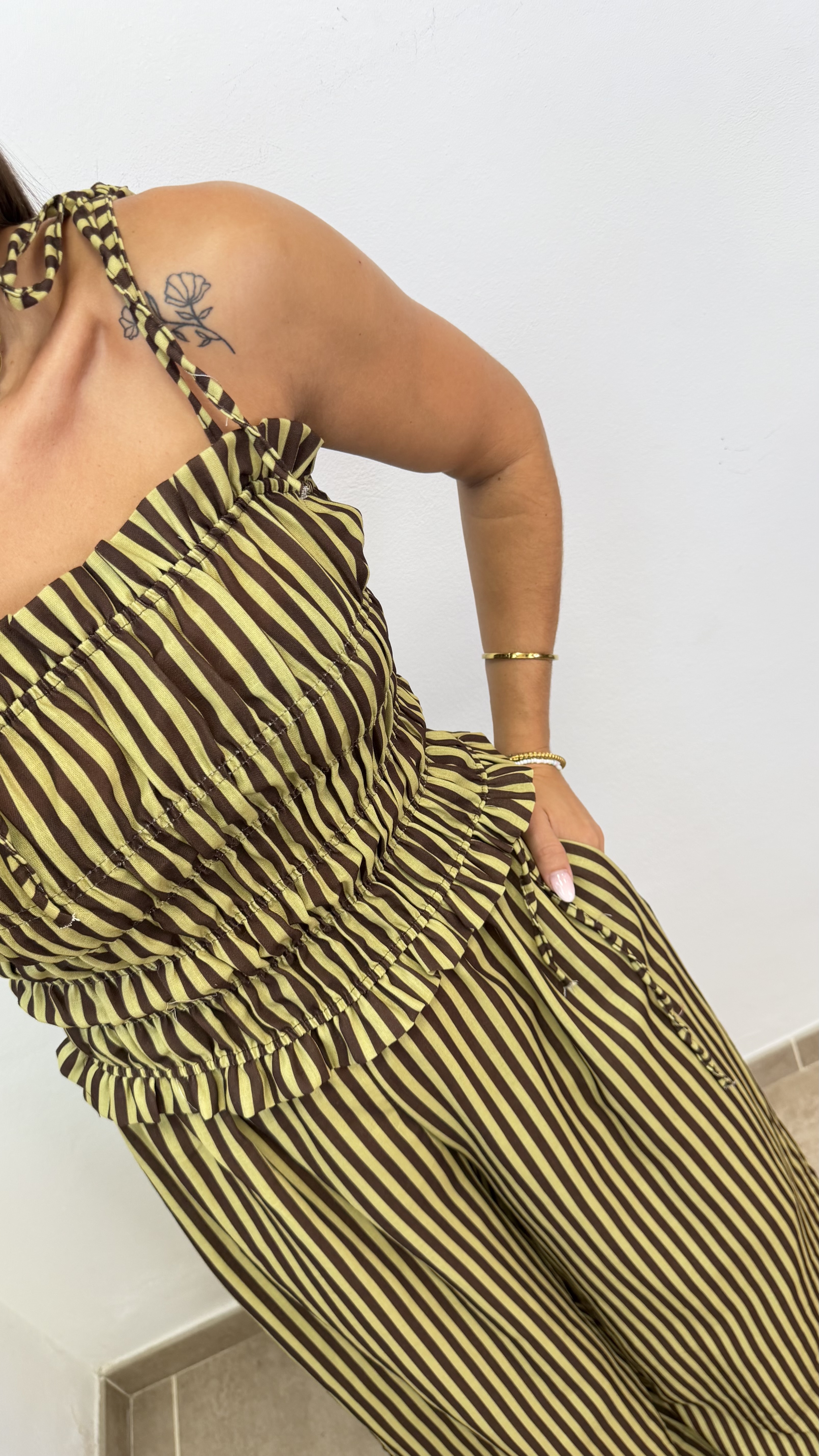 Conjunto dos piezas rayas - Verde/chocolate - Imagen 5