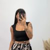Top licra  escote cuadrado - Negro