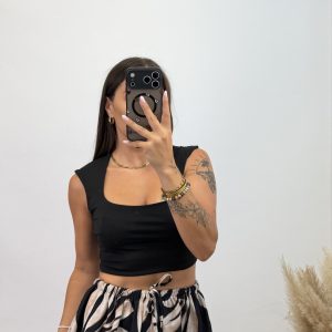 Top licra escote cuadrado - Negro