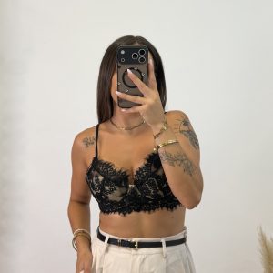 Top corset encaje I Negro