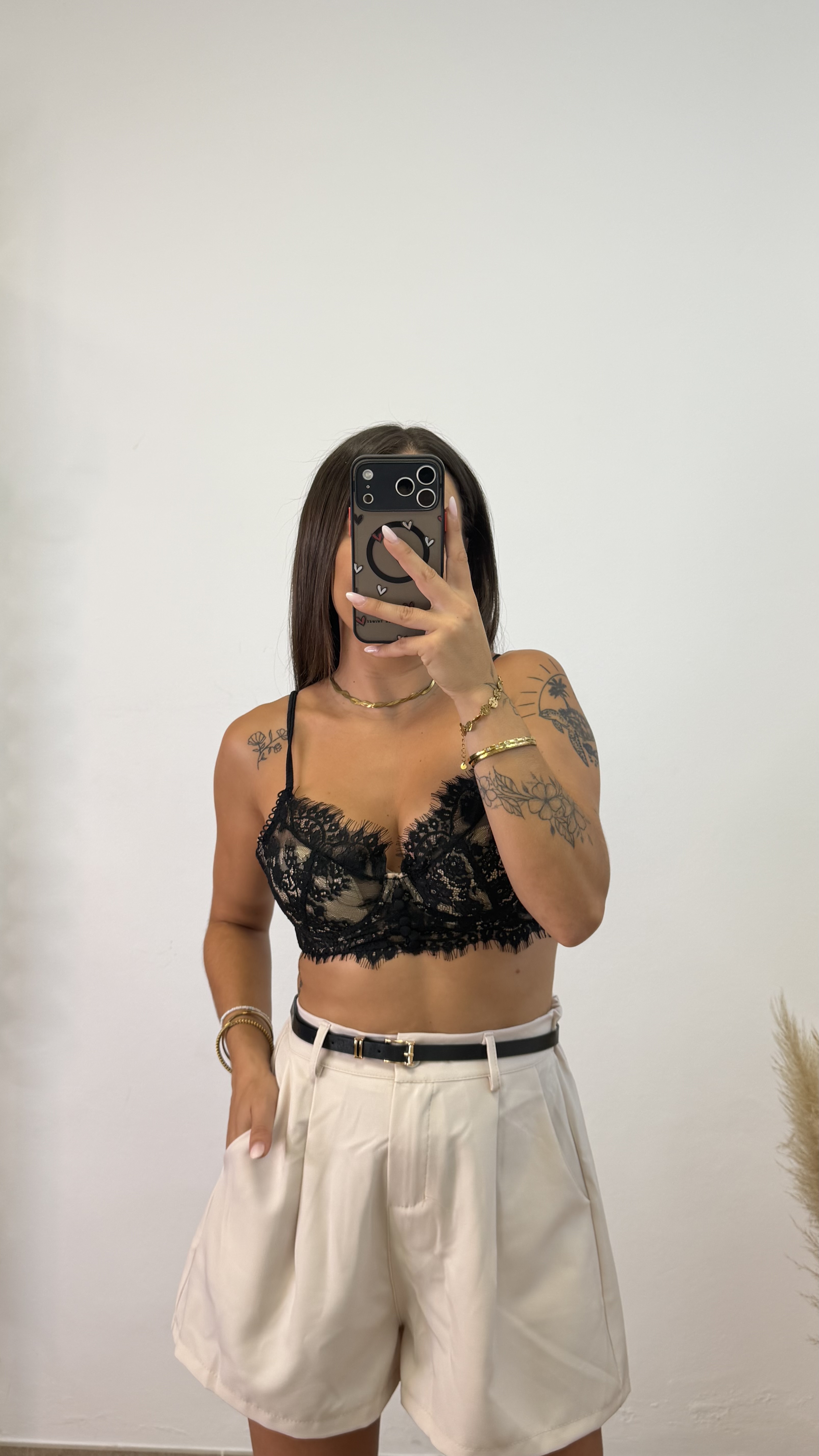 Top corset encaje I Negro