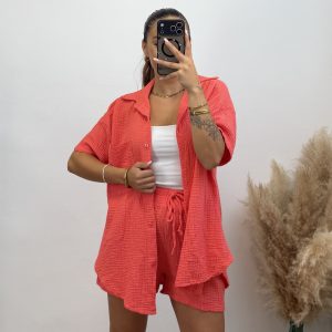 Conjunto Queen I Coral fuerte