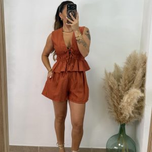 Conjunto fruncido corto PROMO I Teja