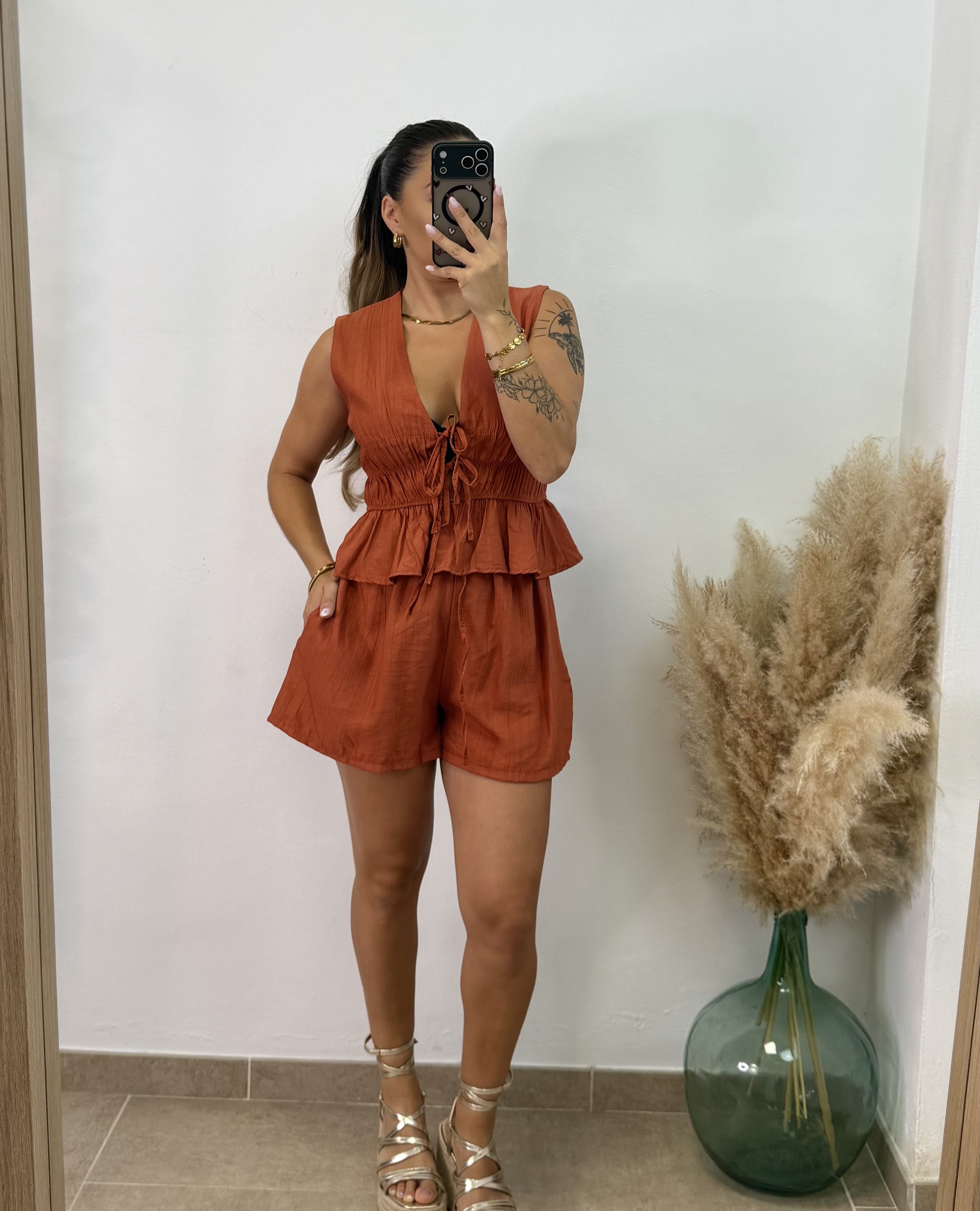 Conjunto fruncido corto PROMO I Teja